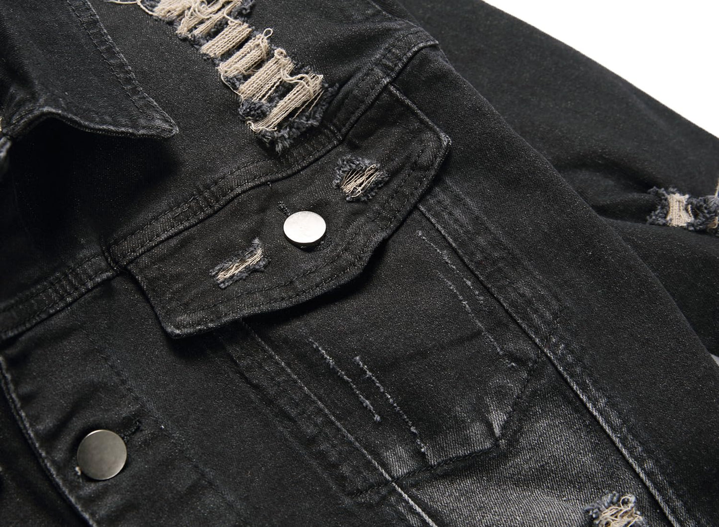 QIMYUM Jean Jacket For Men, Distressed Slim Denim Jacket