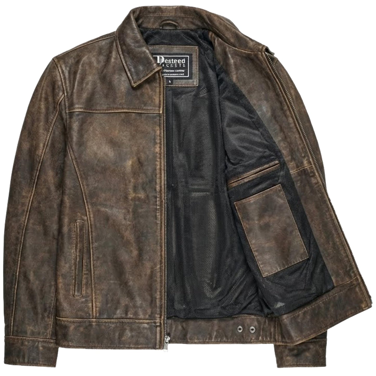 Mens Leather Jacket - Real Lambskin Classic Vintage Style Leather Jackets For Men Brown Leather Jacket for Mens (US, Alpha, X-Large, Regular, Regular, Noir Burnished Tobacco)