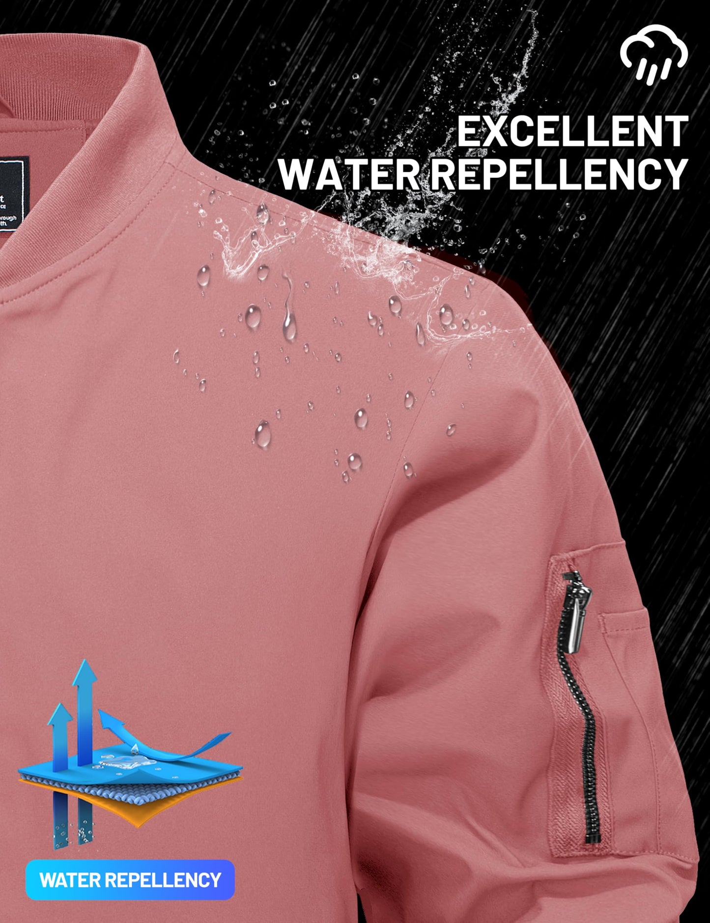 TACVASEN Men's Bomber Jackets Thermal Quilted Jacket Water Resistant Warm Winter Coats GrayPink XL