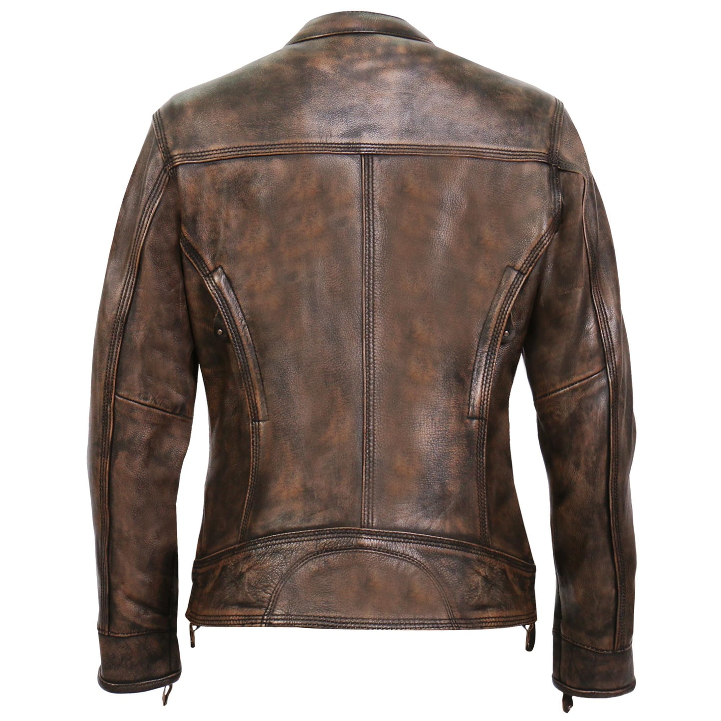 Hot Leathers Women’s Distressed Brown Leather Motorcycle Jacket with Conceal Carry Pockets