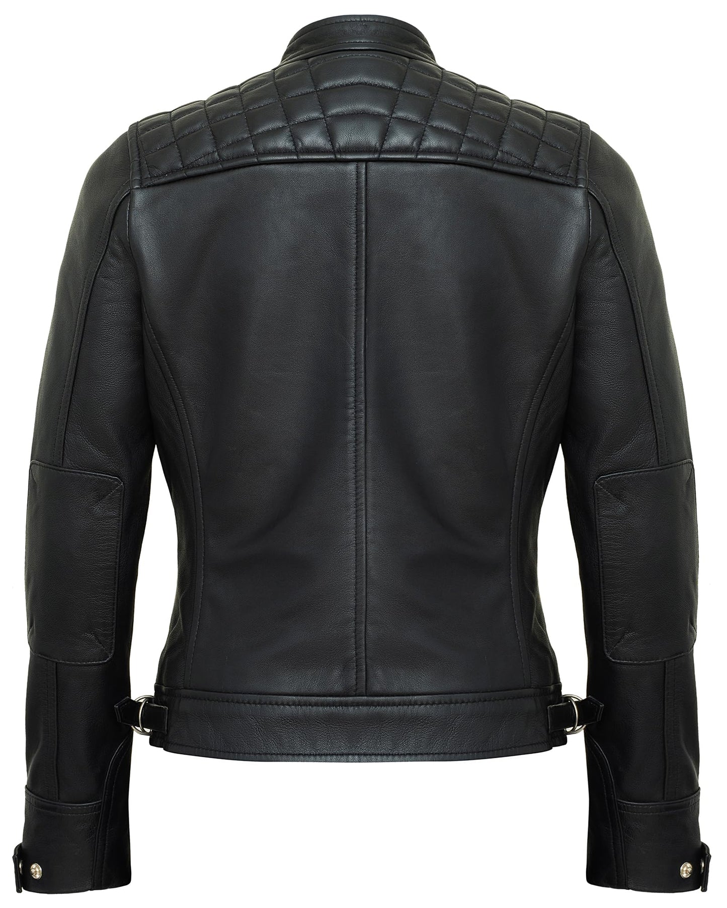 UrbanFocal Womens Leather Jacket Black - Real Lambskin Leather Motorcycle Jackets Women | [101002705] Black Diamond1, XL