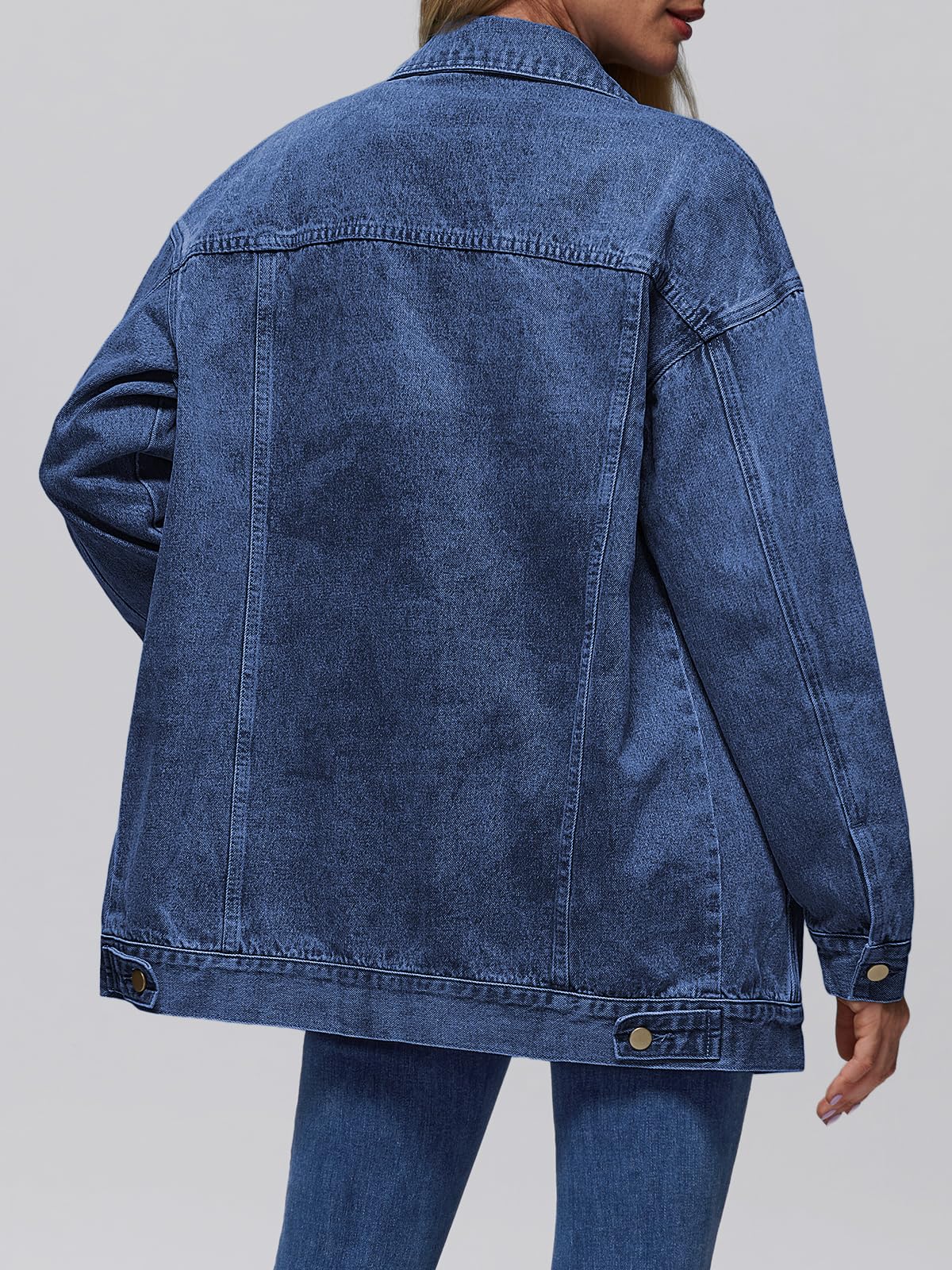 AUTOMET Women's Button Down Oversized Jeans Jacket with Pockets