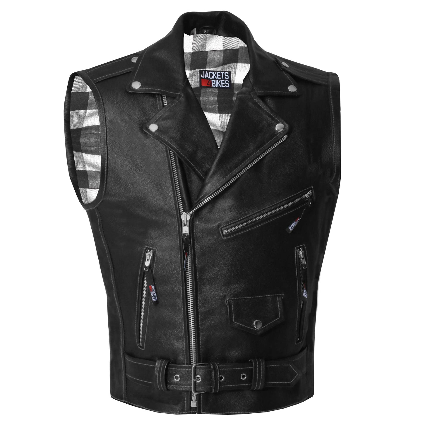 Jackets 4 Bikes Men's Classic Buffalo Leather Motorcycle Biker Vest | Vintage Cruiser Vest for Men, | Stylish Street Club Riding Flannel White L