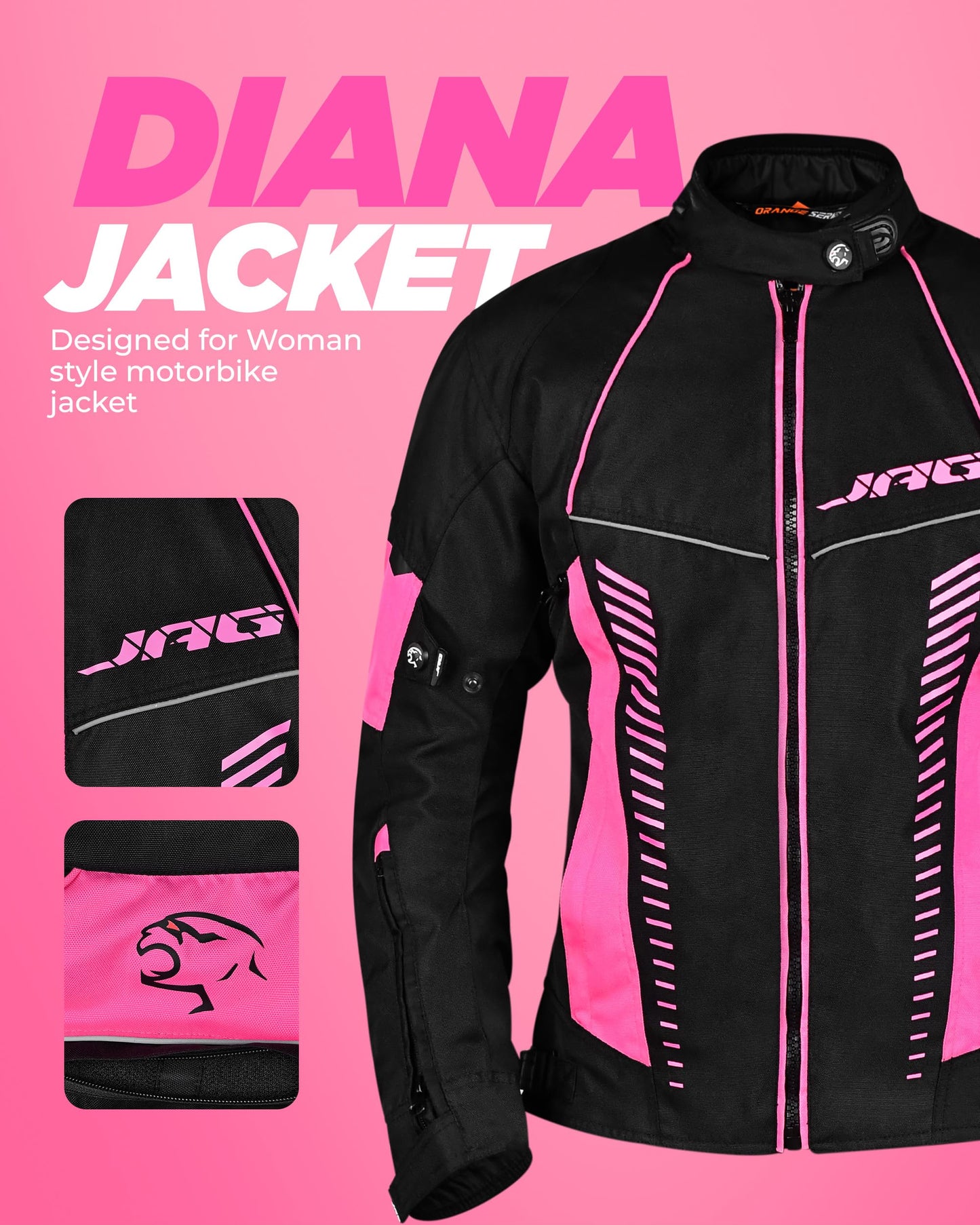 J.A.G. JAG Touring Motorcycle Jacket for Women, All Season Adventure Women's Dual Sport Jacket with CE Armor Cordura Fabric