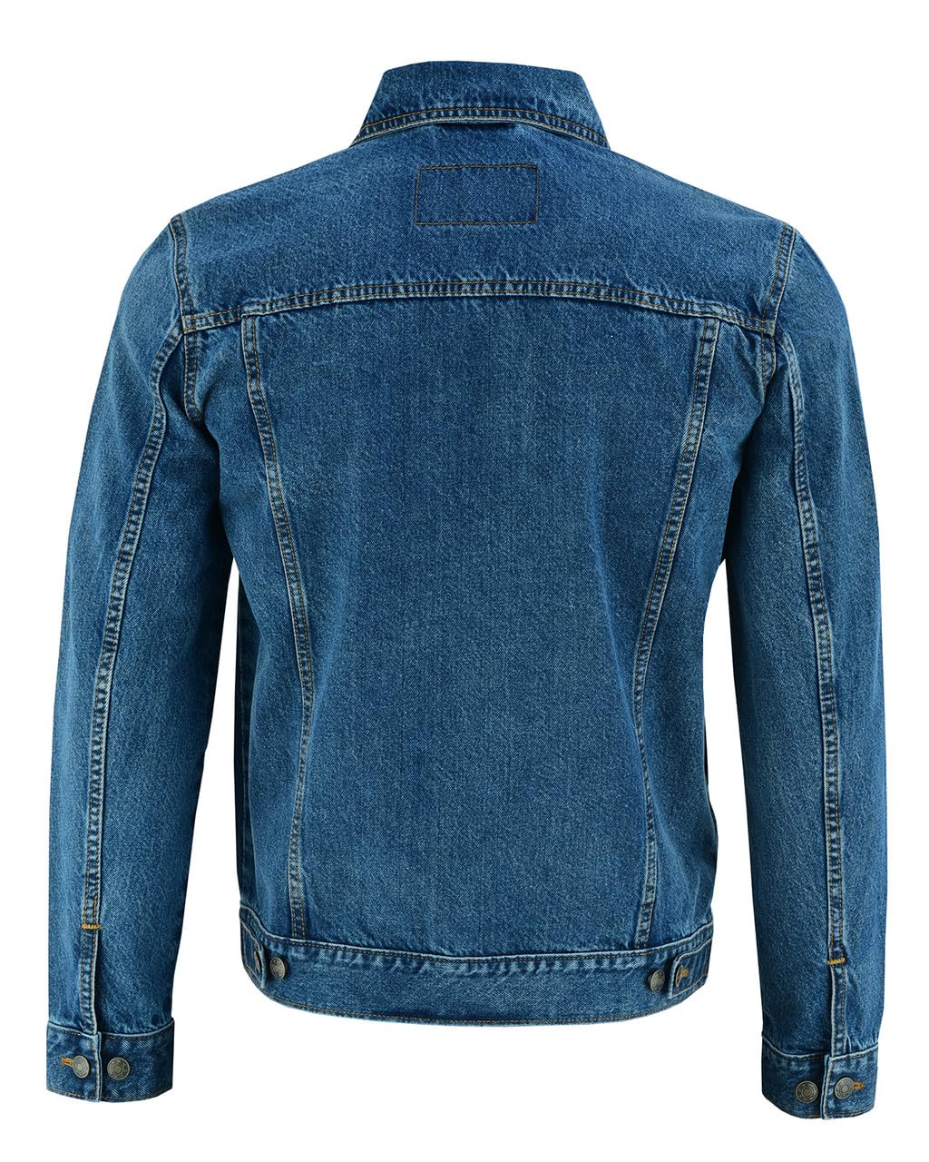 Vance VB510BL Men's Blue Heavy Duty Trucker Denim Button Front Motorcycle Jacket (Blue, XL)