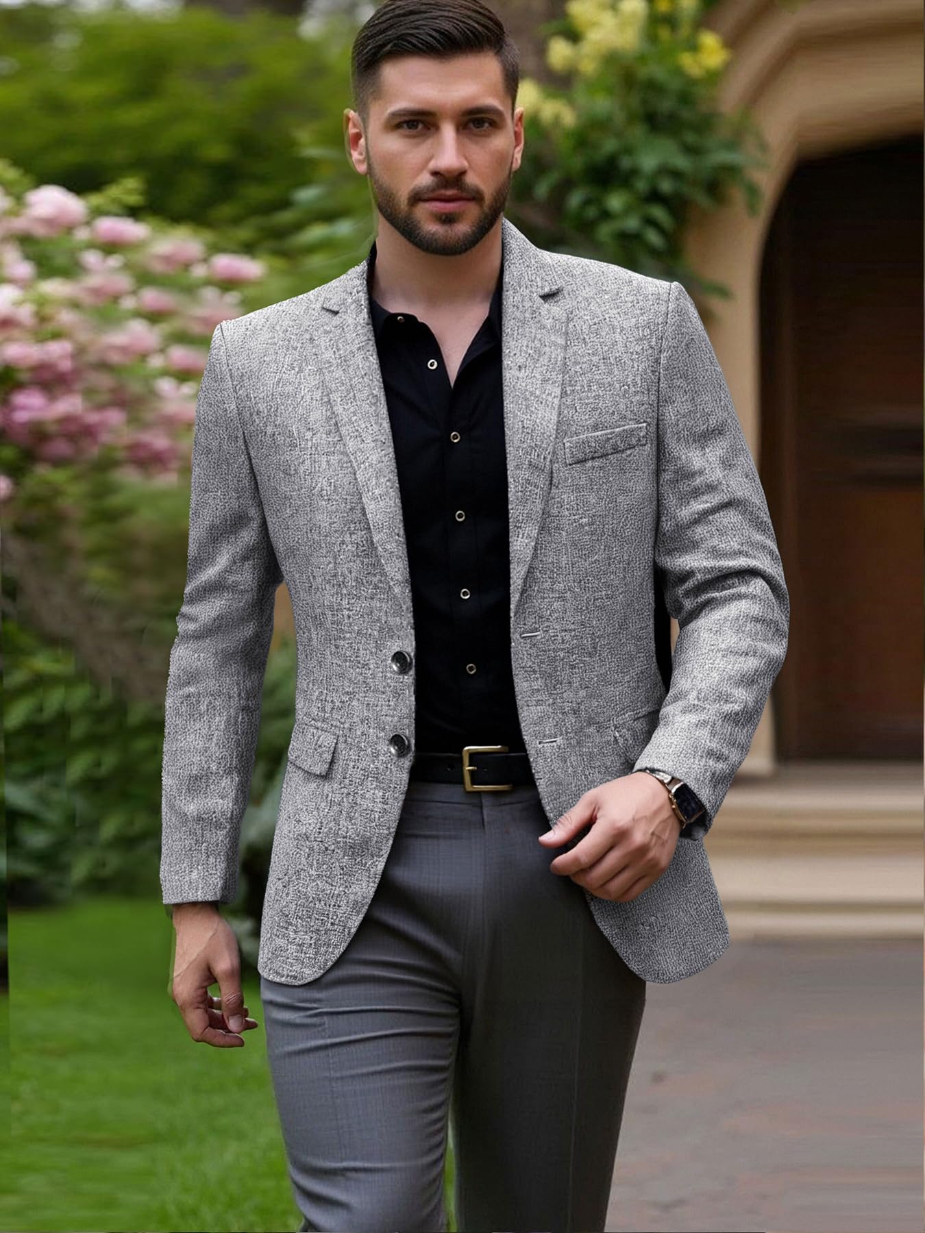 Men's Blazer Casual Suit Jacket Slim Fit Sport Coat 2 Button Lightweight Busniess Travel Jakcets Grey