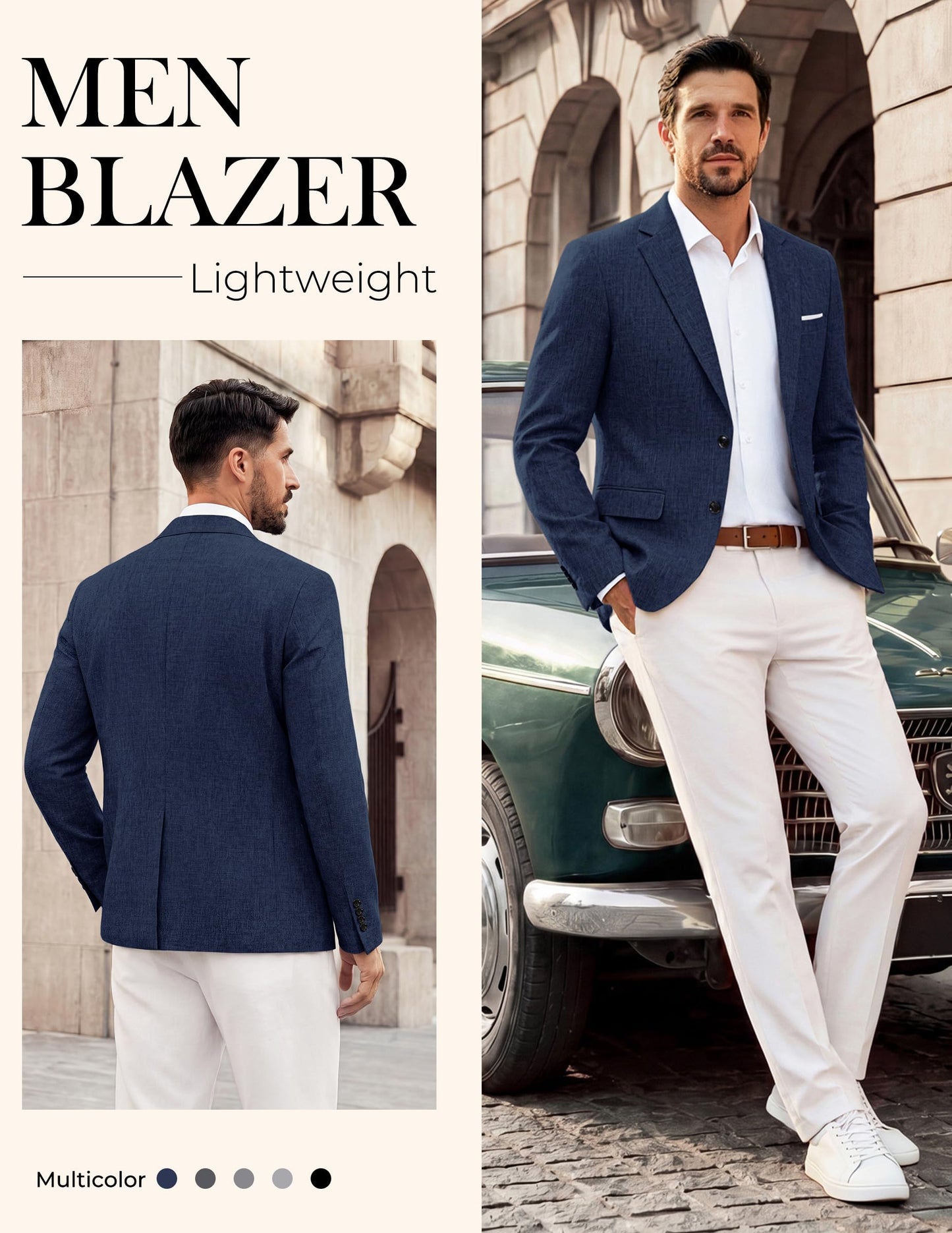 PJ PAUL JONES Men Casual Blazer Slim Fit Lightweight Sport Coats Texture