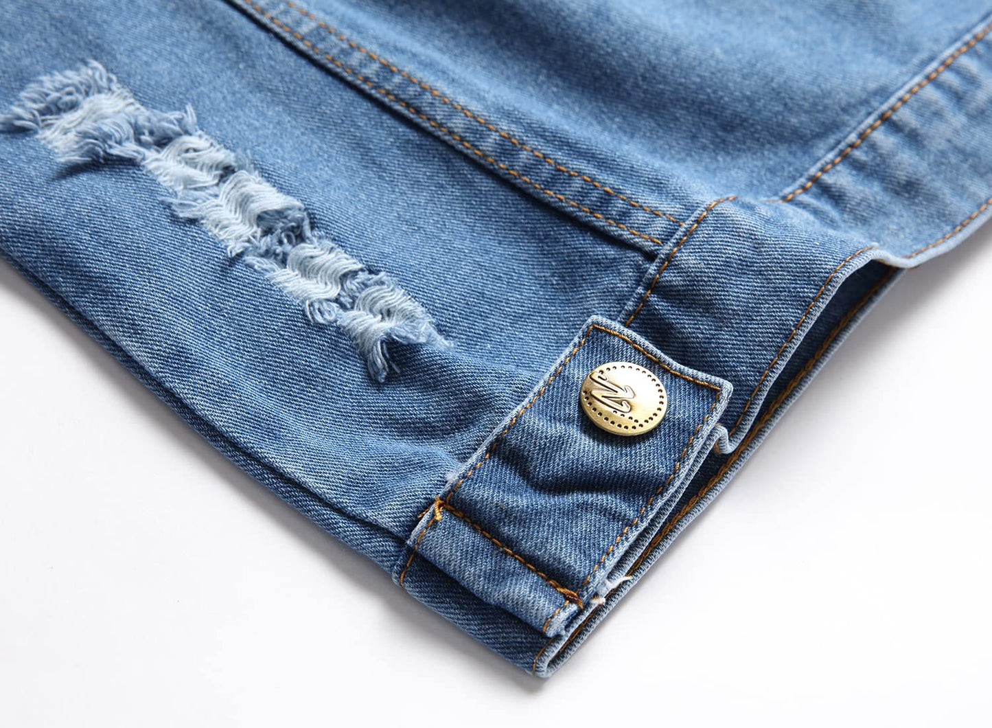 JUDIGODR Denim Vest Men Lapel Sleeveless Slim Fit Retro Ripped Casual Bule Jean Vest and Jacket for Men's (L,Lightblue 813)