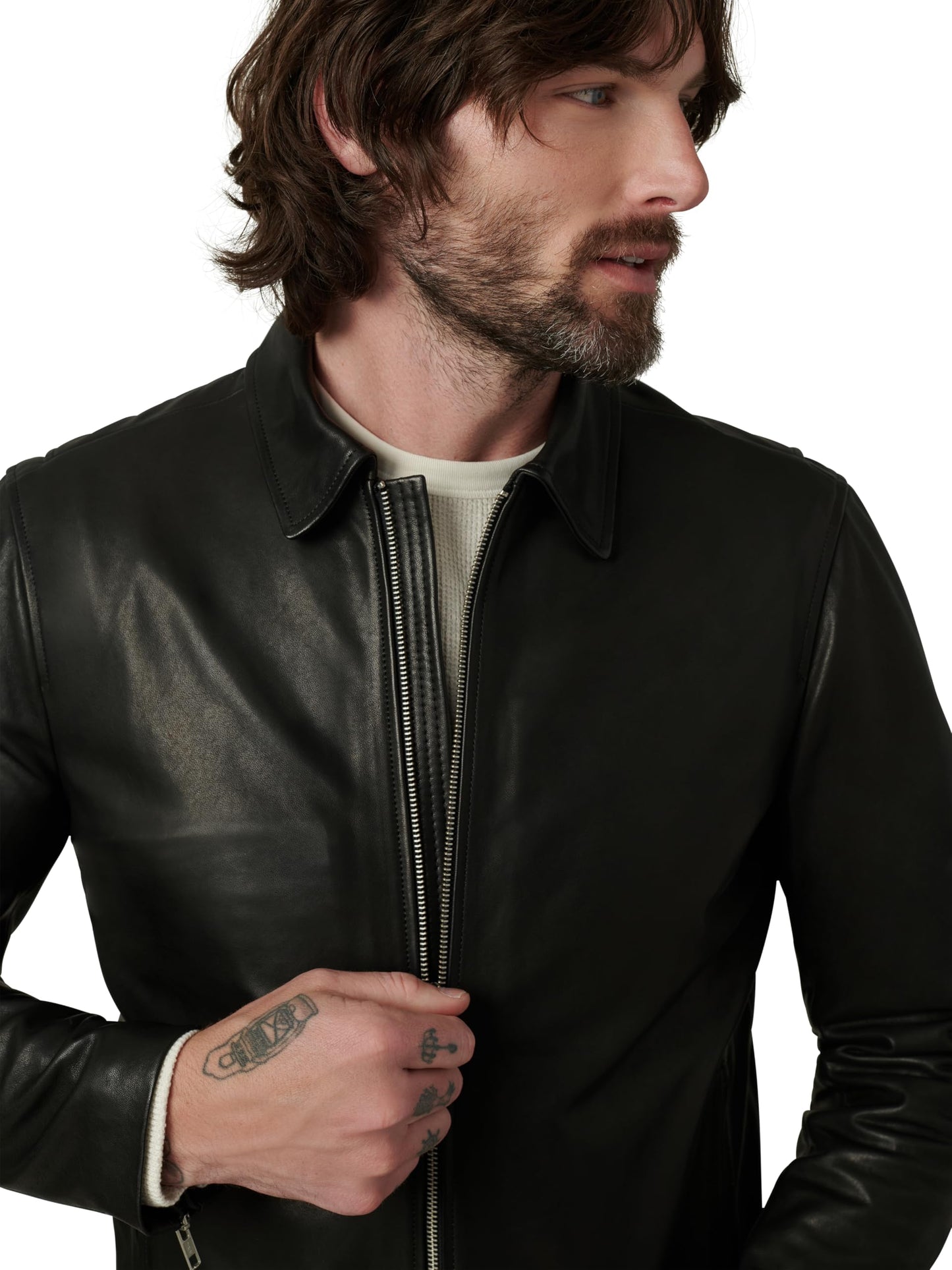 Joe's Jeans Men's Refined Leather Moto Jacket, Black