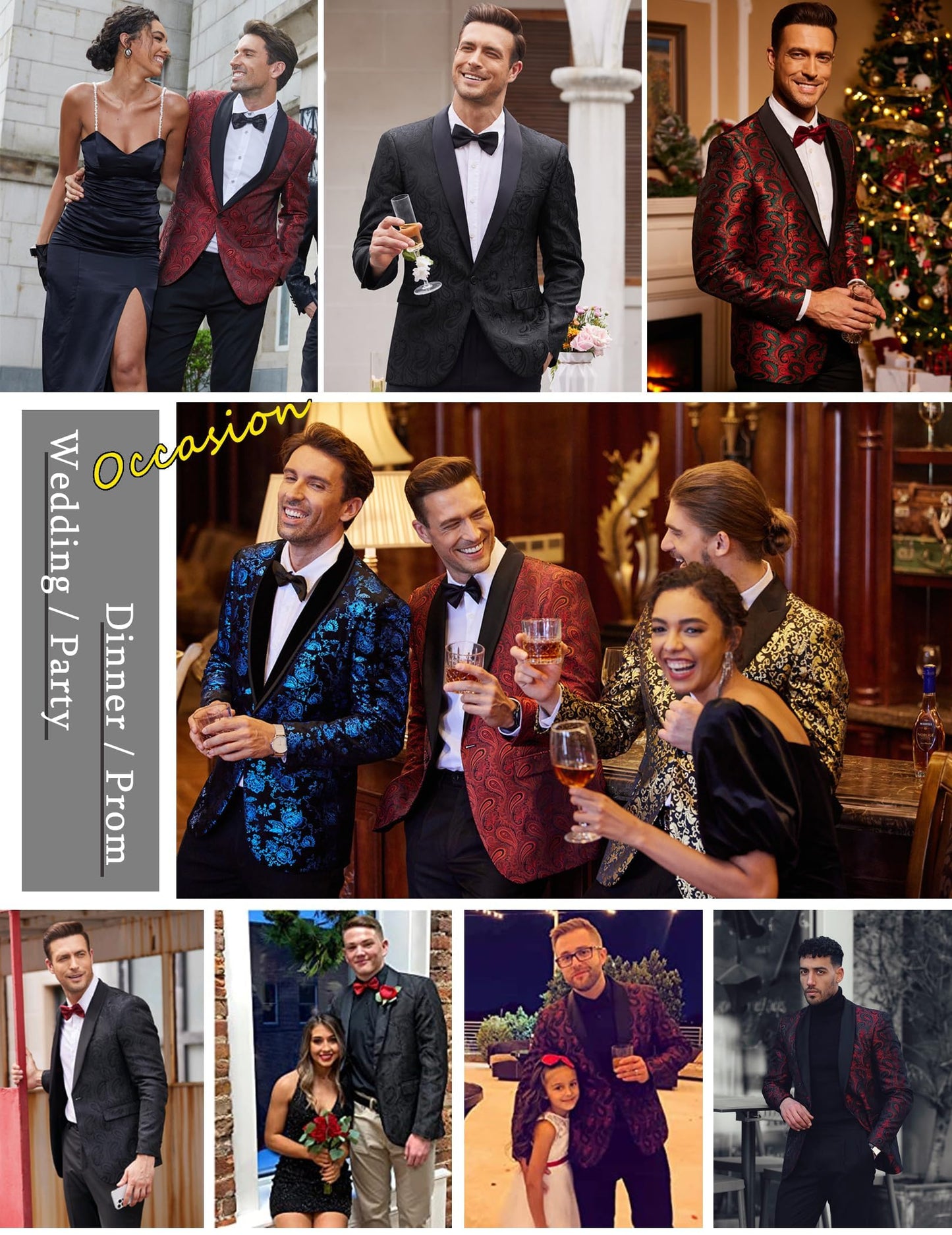 COOFANDY Mens Floral Tuxedo Jacket Paisley Shawl Lapel Suit Blazer Jacket for Dinner,Prom,Wedding Black