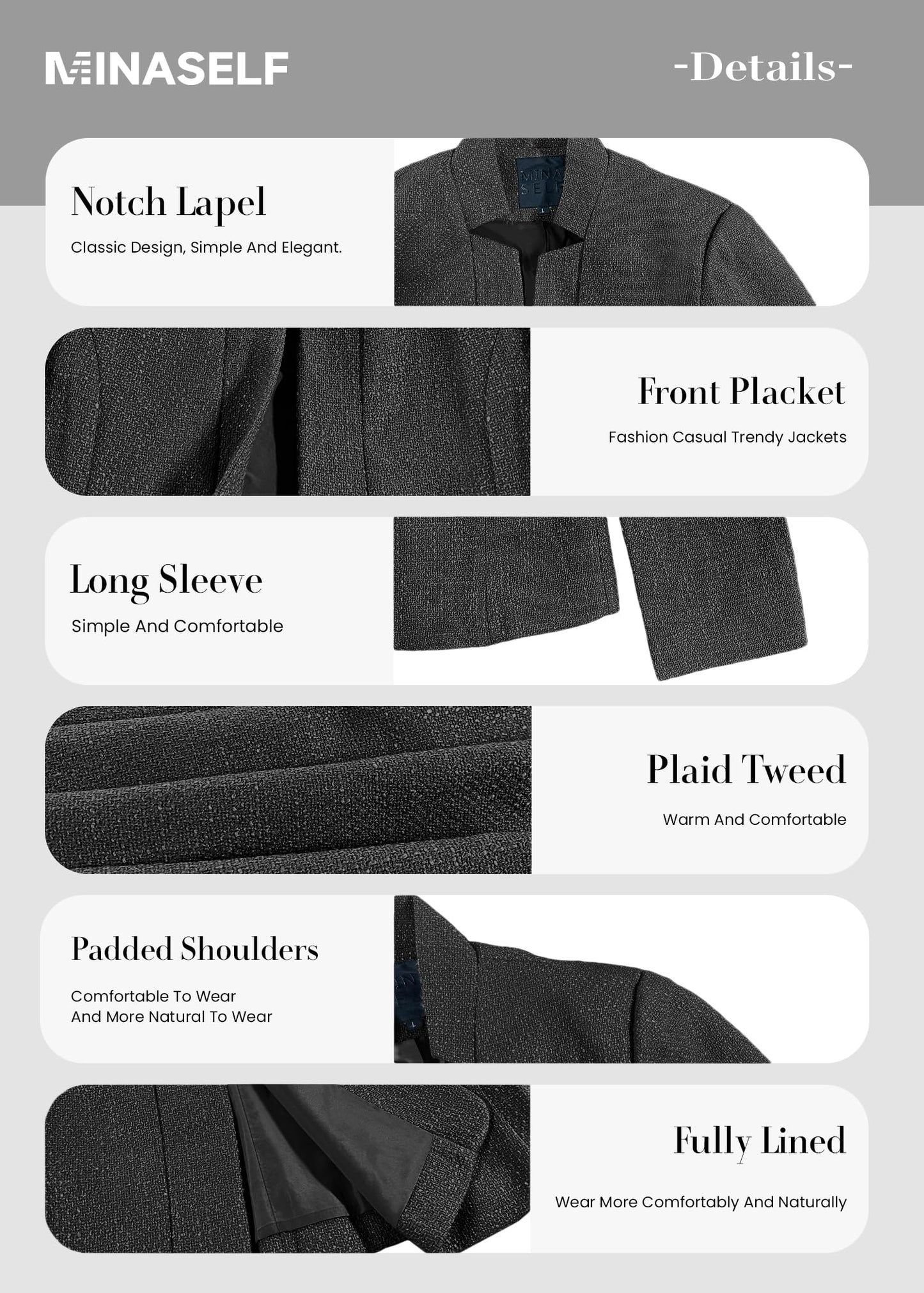 Mina Self Leather Blazer Jackets for Women Black Faux Pleather Winter Clearance Coats Fitted Work Casual Jacket Oversized Fashion Clothes