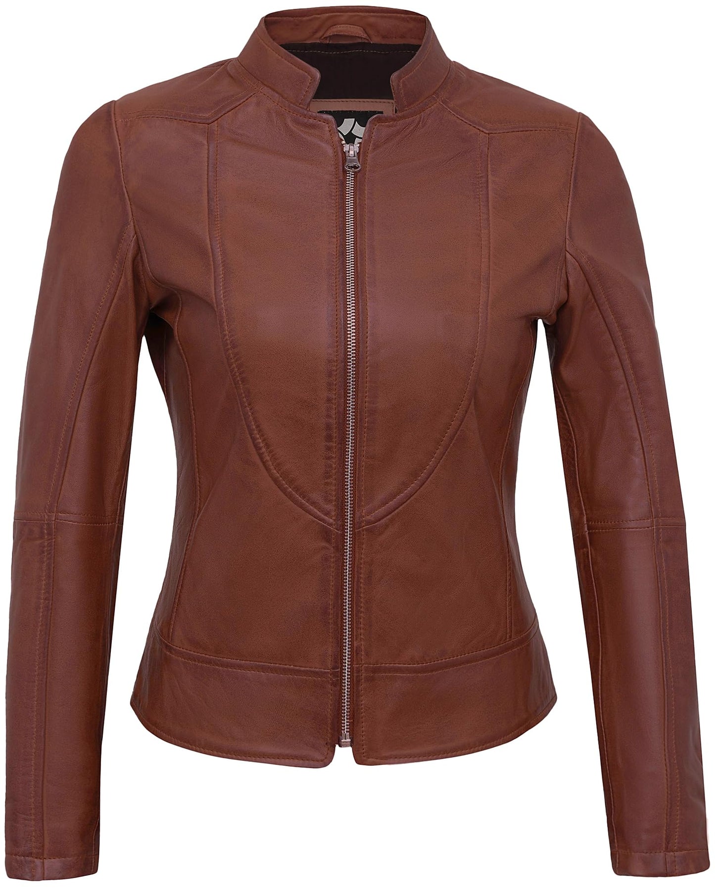 UrbanFocal Women Leather Jackets - Womens Brown Leather Jacket | [101002806] Cognac Amy, 2XL