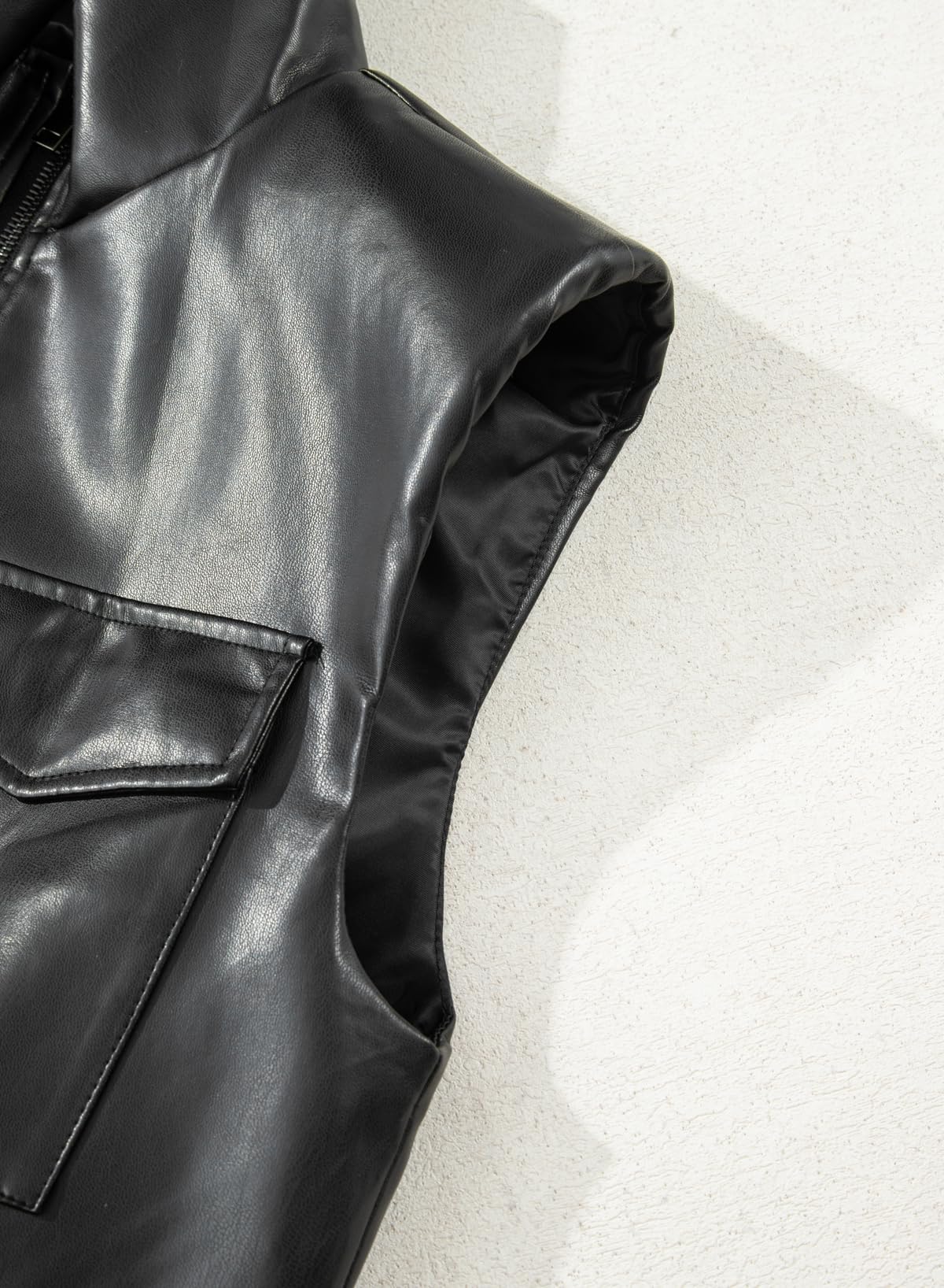 EVALESS Womens Leather Vest Fall Outfits Fashion 2025 Sleeveless Faux Leather Jacket Zip Up Stand Neck Leather Vest Top Solid Casual Clothing Coats Clothes Large