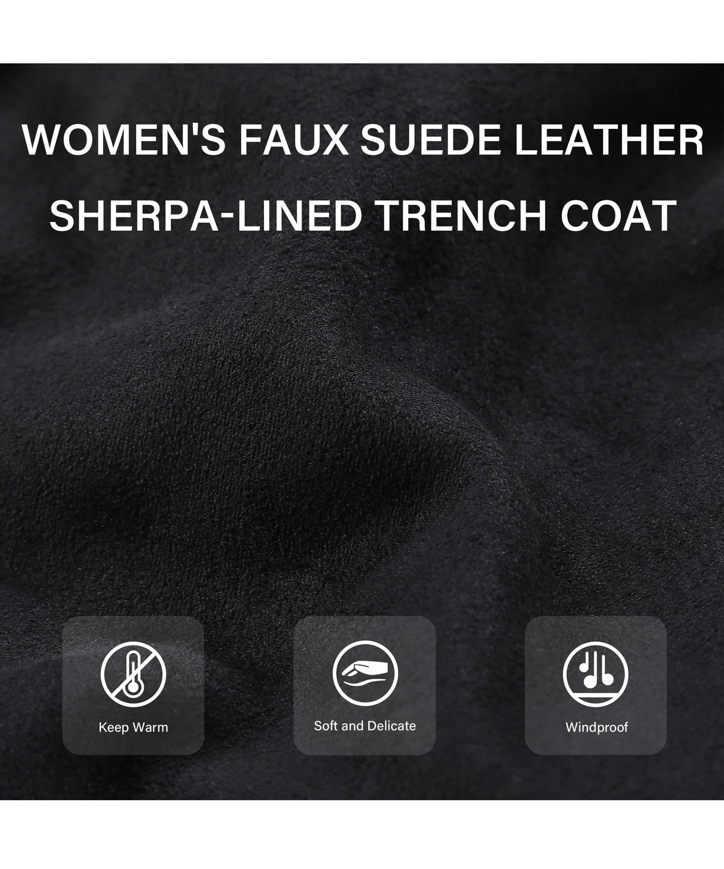 Bellivera Women's Faux Suede Leather Jackets Outwear Fleece Lined Coat Leather FF20 Black L
