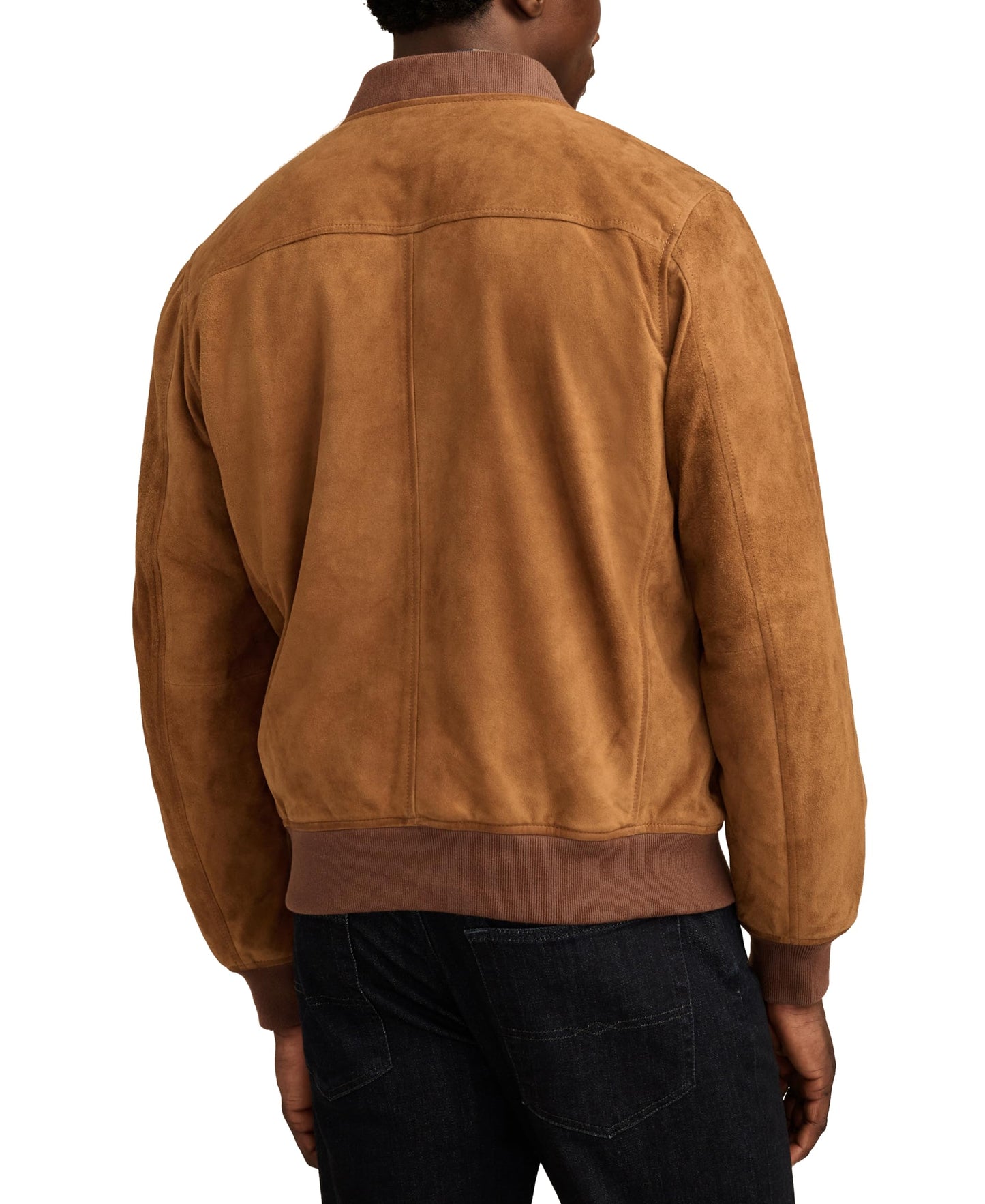 Lucky Brand Men's Suede Leather Bomber Jacket, Dark Tan, X-Large
