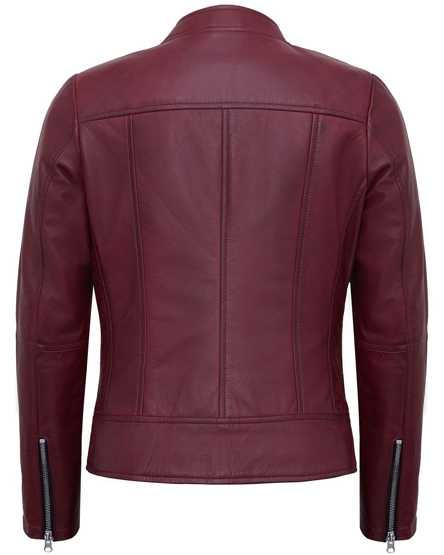 UrbanFocal Genuine Leather Jacket Women - Leather Biker Jacket Women | [101003006] Maroon Amy, 2XL