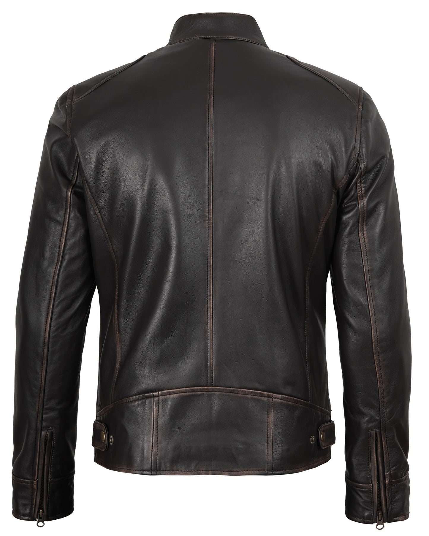 Decrum Distressed Brown Leather Jackets Mens - Men Big And Tall Leather Jacket | [1122963] Ddge Dark Brown, MT