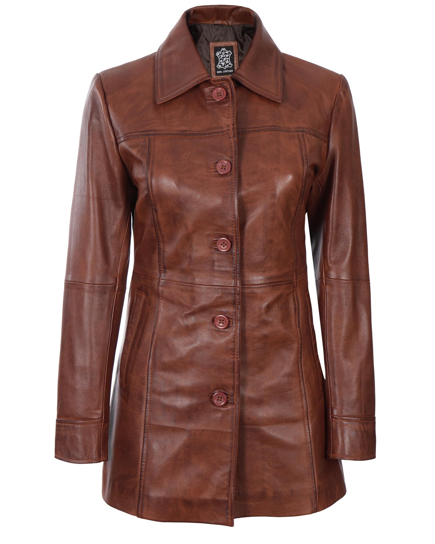 Decrum Womens Blazer Leather Jacket - Brown Leather Coats | [1515032] Kandis Cognc, S