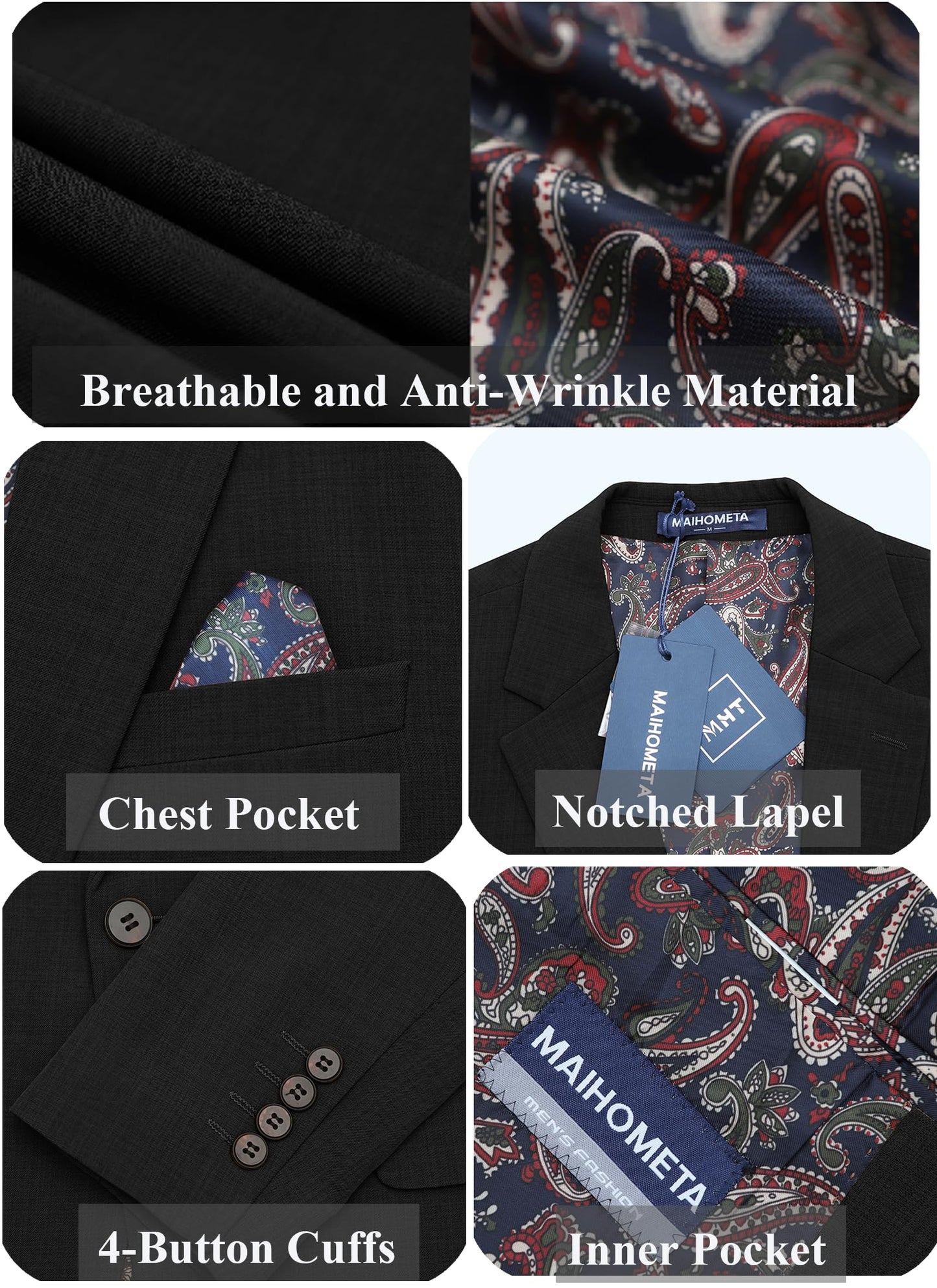 Men's Causal Blazer Suit Jacket Lightweight Spoart Coats for Men One Button Mens Business Blazer Jackets Black