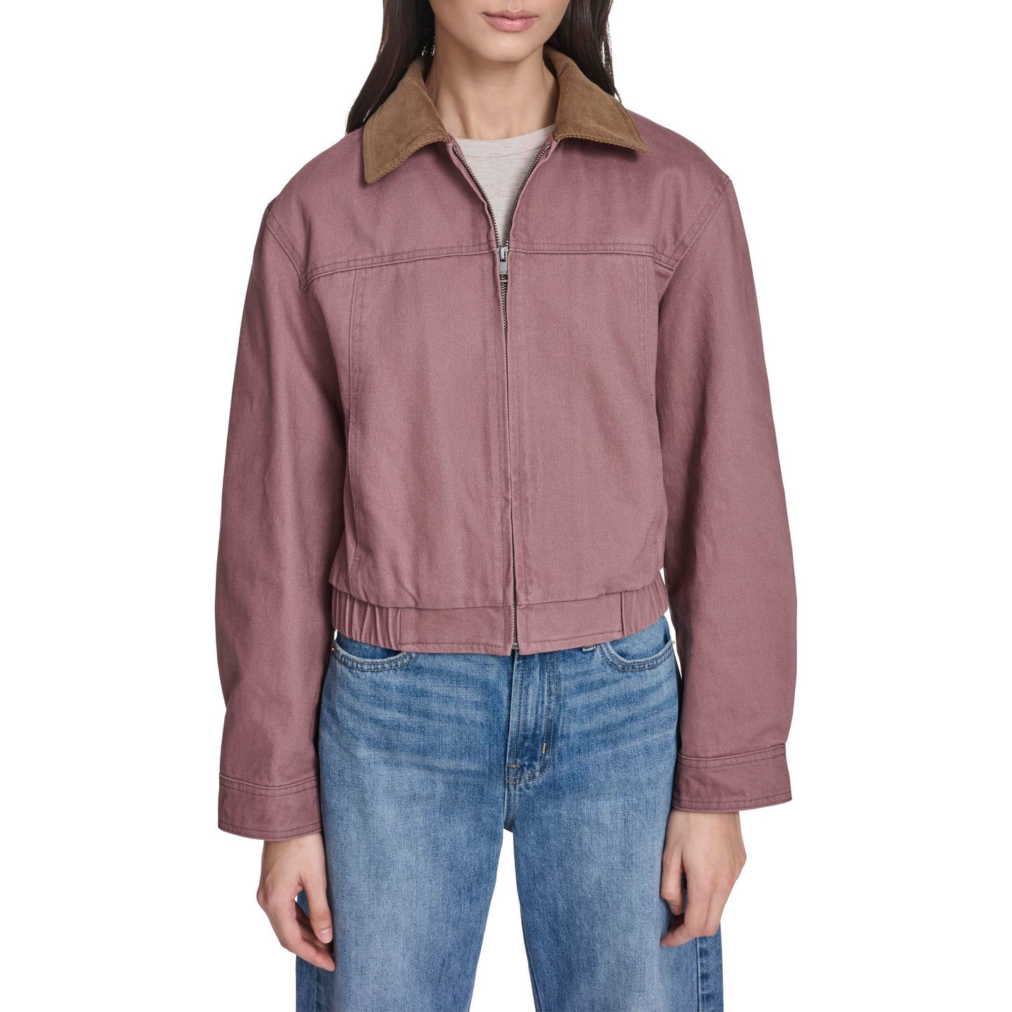 Levi's Women's Lightweight Cotton Bomber with Corduroy Collar, Mauve, Small