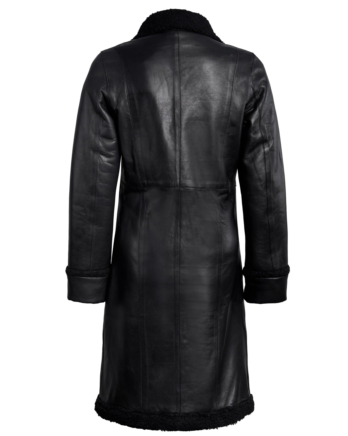 Decrum Disc Black Long Leather Jackets for Women | [1309315] Maura Black - XL