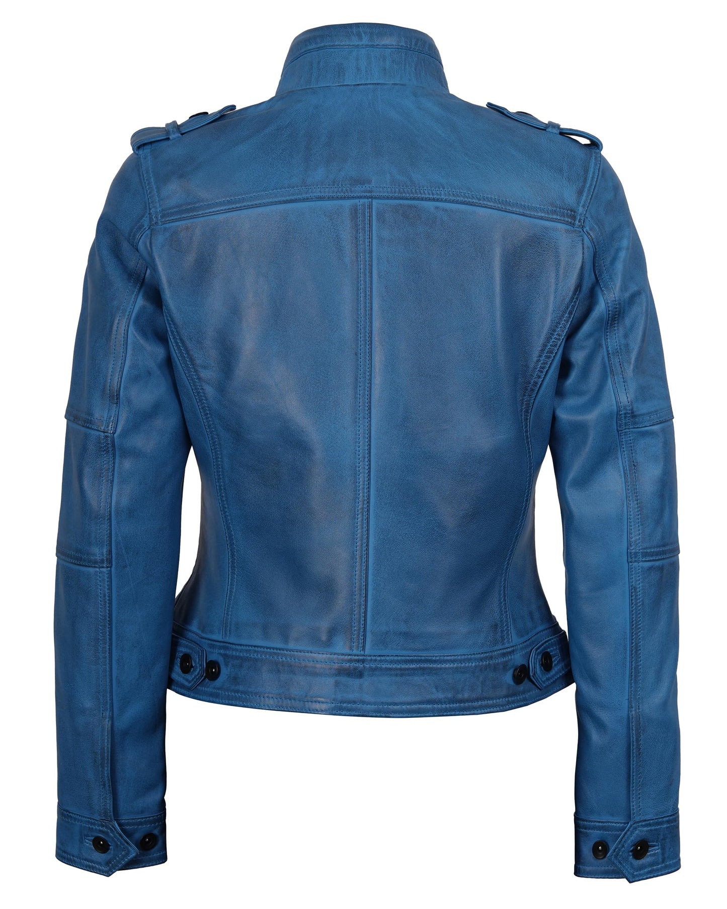 Blingsoul Women's Genuine Leather Jackets | [1329464] Tavares Vivid Blue Wax, L