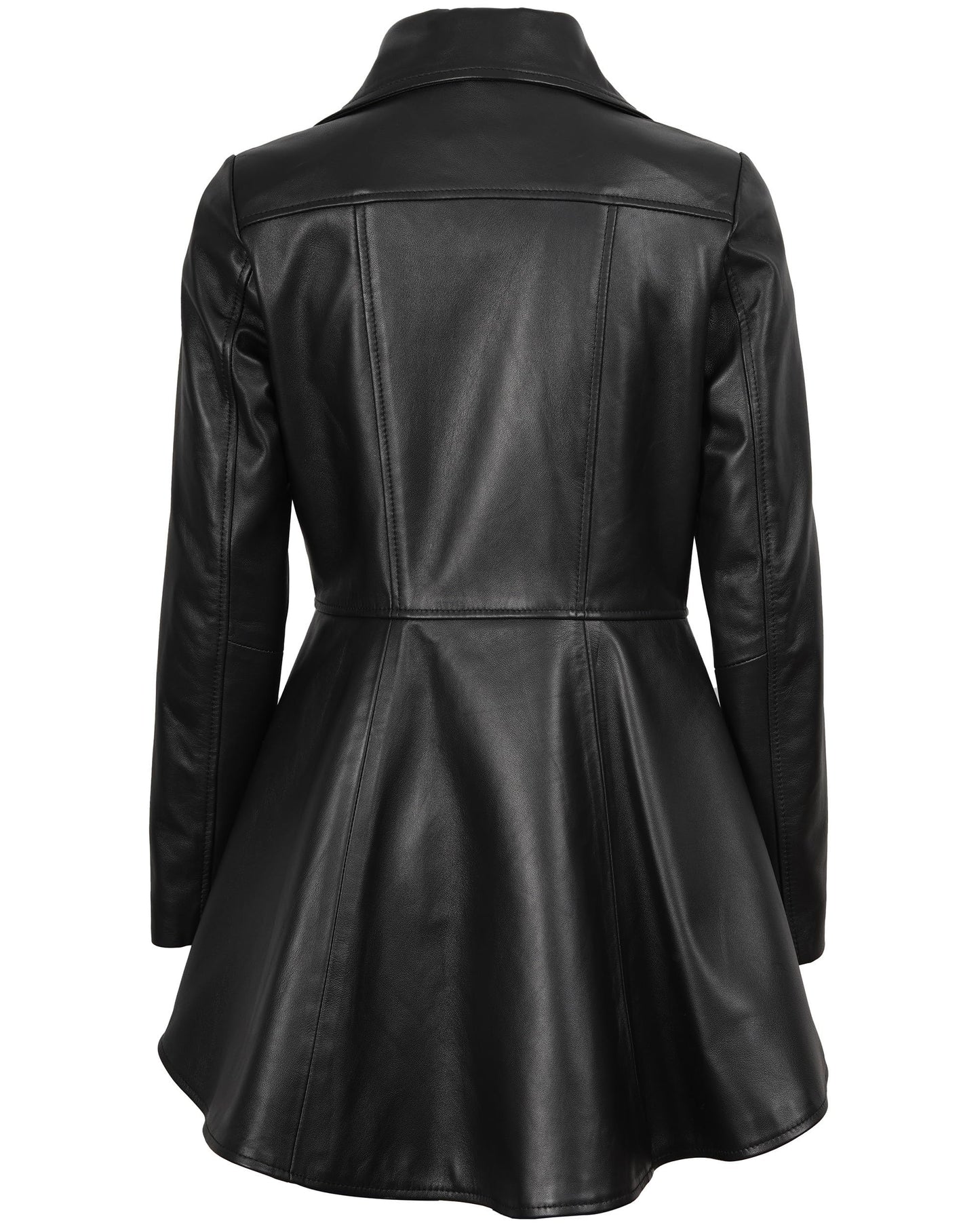 Decrum Disc Black Womens Leather Jacket - Leather Peplum Jacket | [1314434] Clarissa Black, L