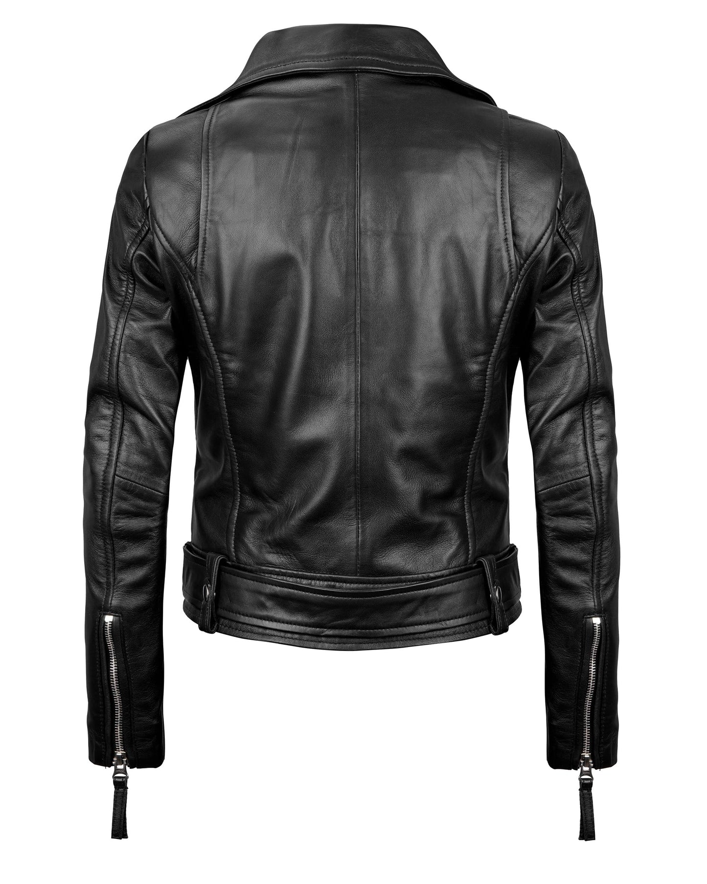 Decrum Black Leather Jacket Women - Womens Motorcycle Jacket | [1300912] Angela Black, S