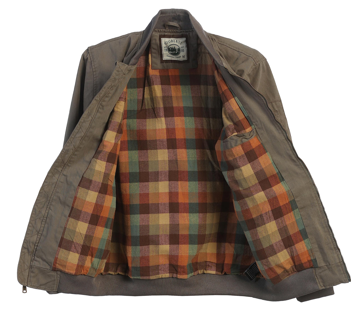Gioberti Men's 100% Cotton Sportwear Full Zipper Twill Bomber Jacket, Olive, M