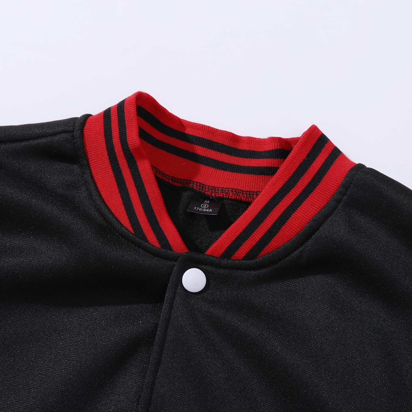 Mowbeat Women Baseball Jacket Varsity Uniform Unsex Adult Long Sleeve Baseball Shirt Casual Loose Cardigan Men's Track Jacket (Black-Red,XL)