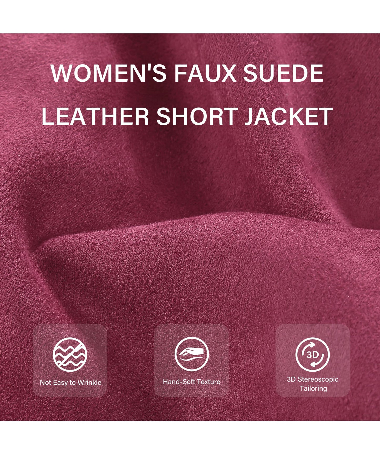 Bellivera Women Faux Suede Jacket Moto Biker Sherpa-Lined Coat Red S