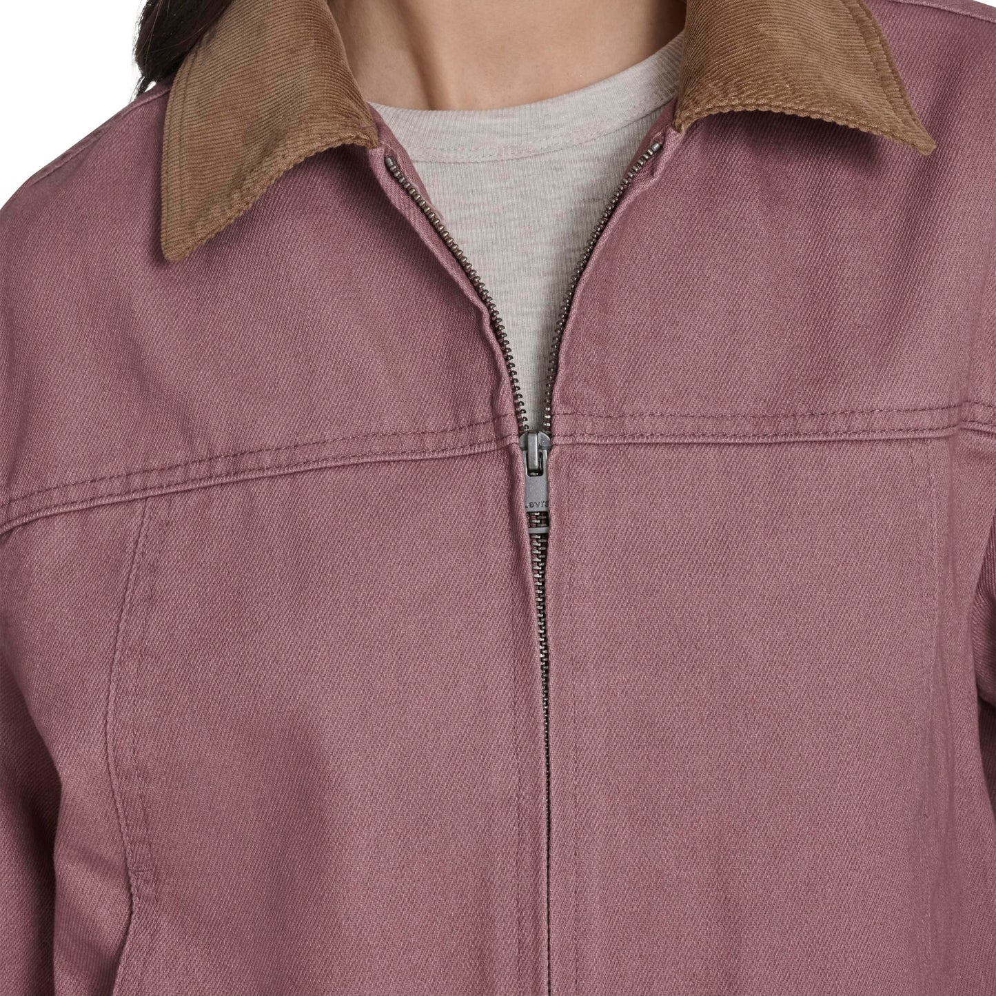 Levi's Women's Lightweight Cotton Bomber with Corduroy Collar, Mauve, Small