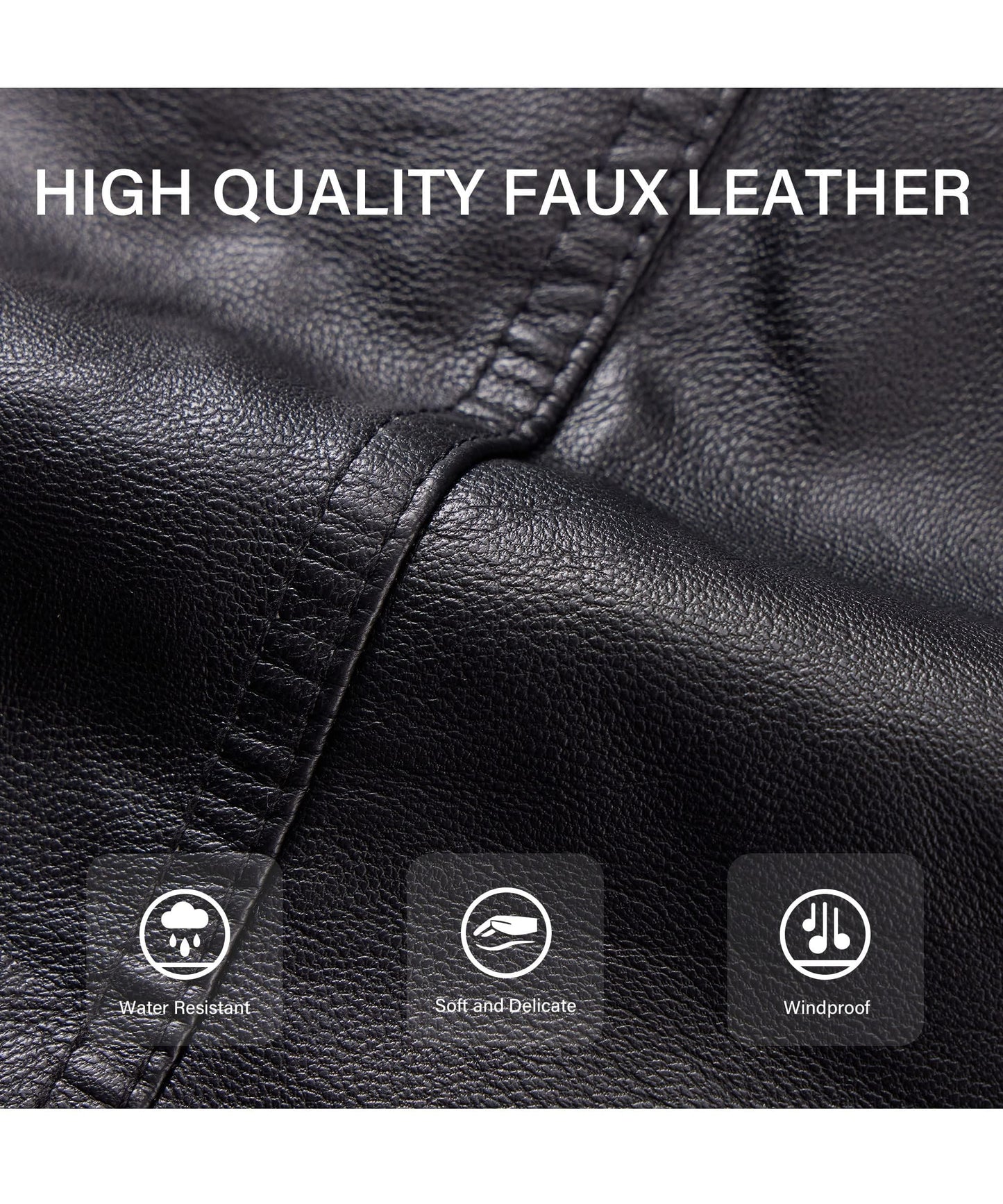 Bellivera Women's Faux Leather Short Jacket Moto Sherpa-Lined Belt Coat with Removable Fur Collar 9203 Black XL