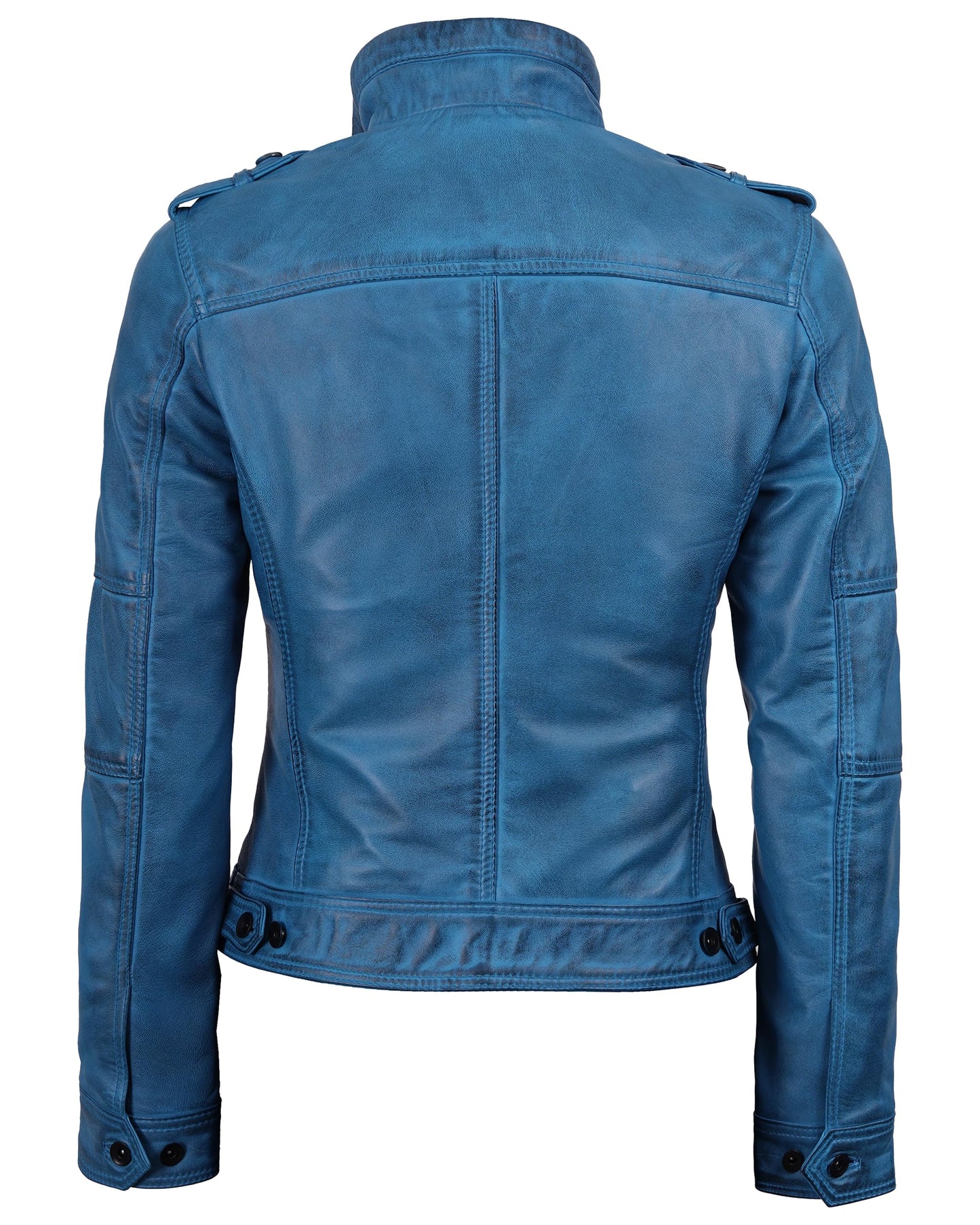 Decrum Blue Leather Jacket Women - Racer Jacket Women | [1329462] Tavares Blue, S