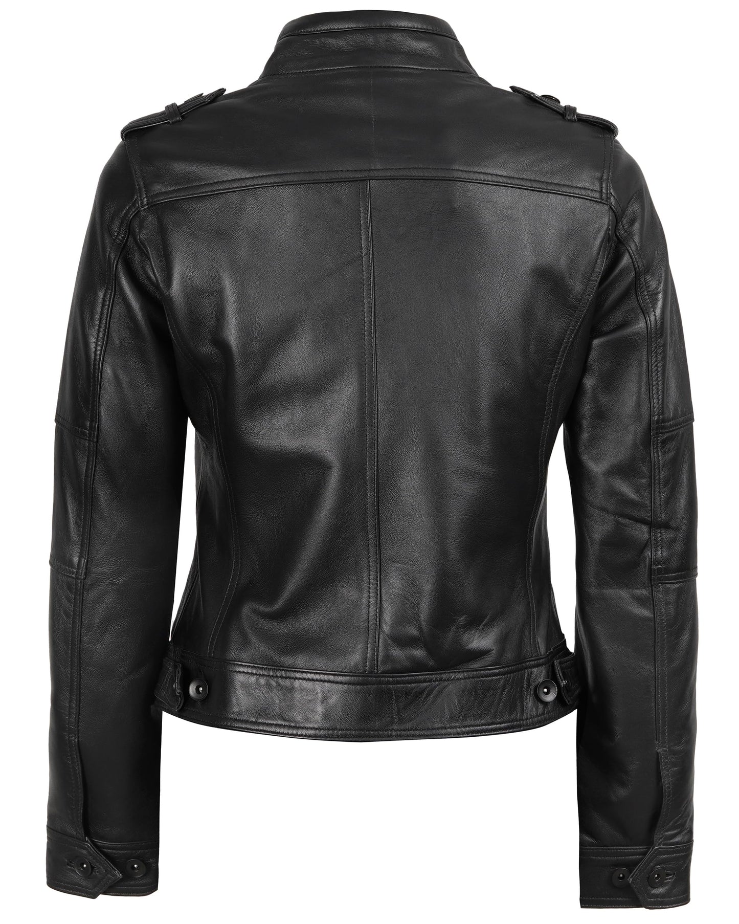 Blingsoul Cafe Racer Womens Black Leather Jacket | [1314244] Tavares Black, L