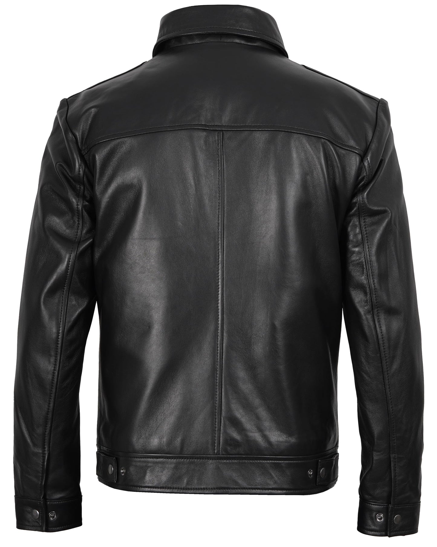 Decrum Mens Black Leather Jackets - Leather Motorcycle Jacket | [1103534] Jose Black, L