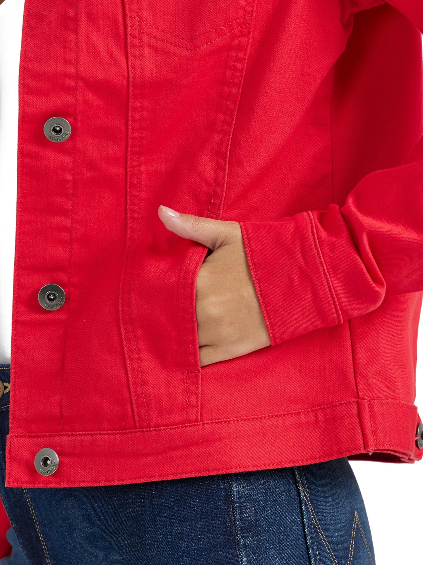 Wrangler Authentics Women's Stretch Denim Jacket, Red, Large