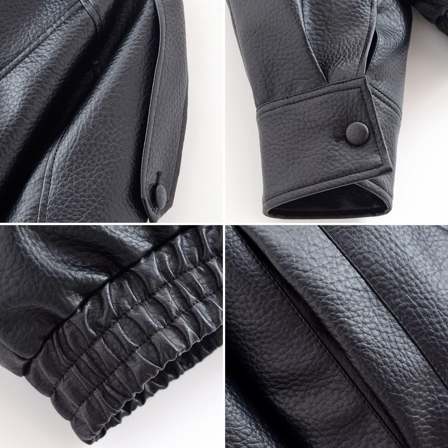FindThy Women’s Oversized Faux Leather Jacket Casual High Collar Long Sleeve Zip Up Fall Fashion Motorcycle Coats(4201-Black-S-LB)