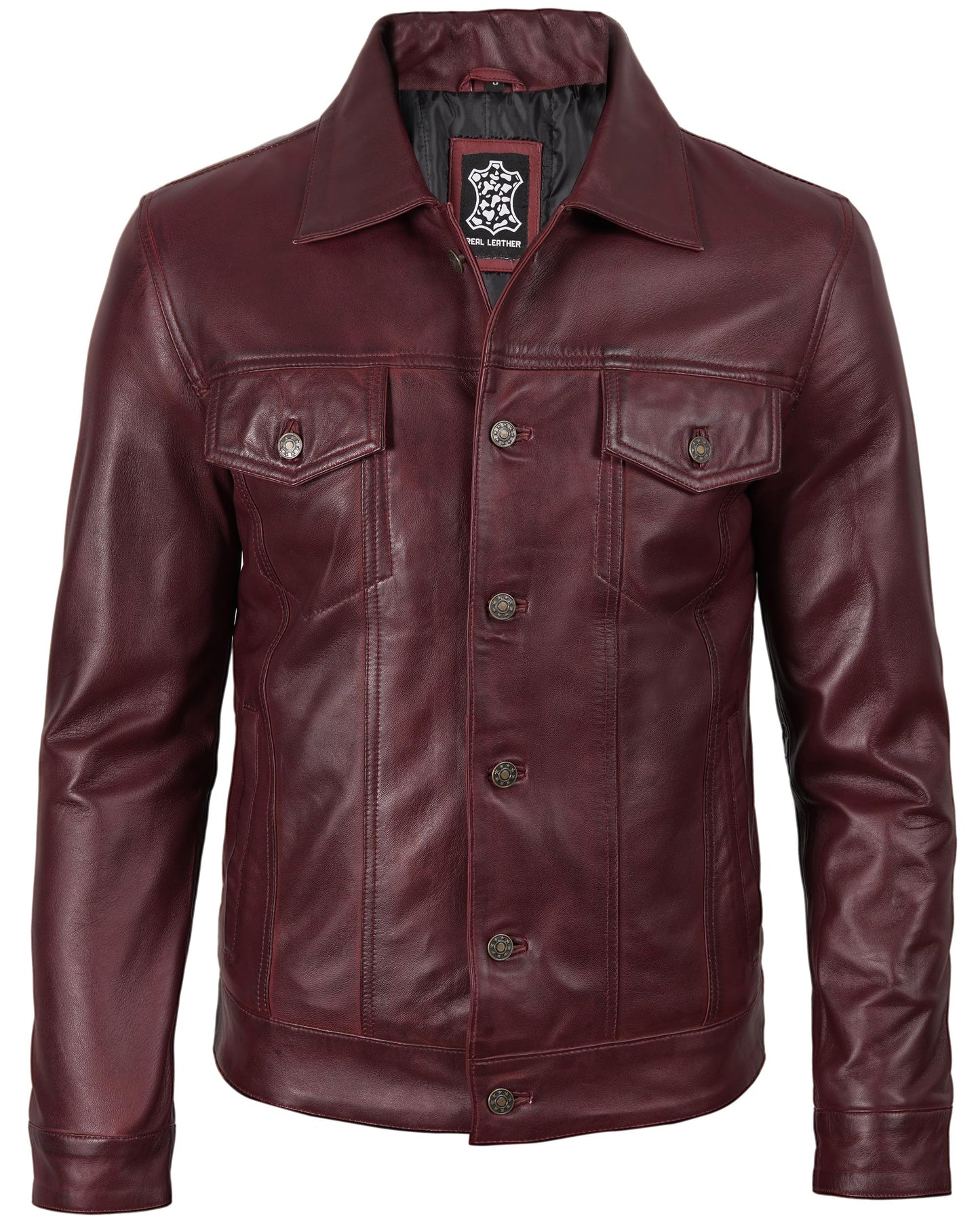 Blingsoul Maroon Trucker Jacket Men | [1107365] Fernando Maroon Wax, XL