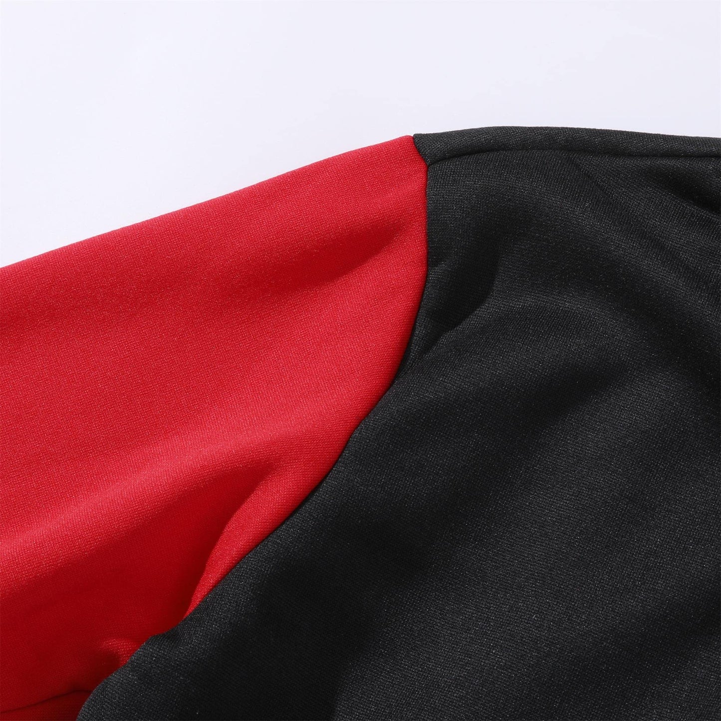 Mowbeat Women Baseball Jacket Varsity Uniform Unsex Adult Long Sleeve Baseball Shirt Casual Loose Cardigan Men's Track Jacket (Black-Red,XL)