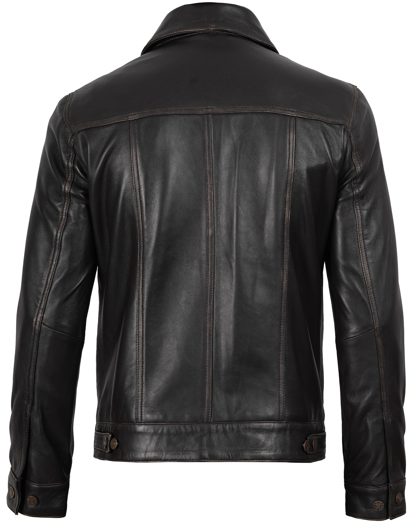 Blingsoul Trucker Leather Biker Jacket Men | [1107352] Fernando Ruboff, S
