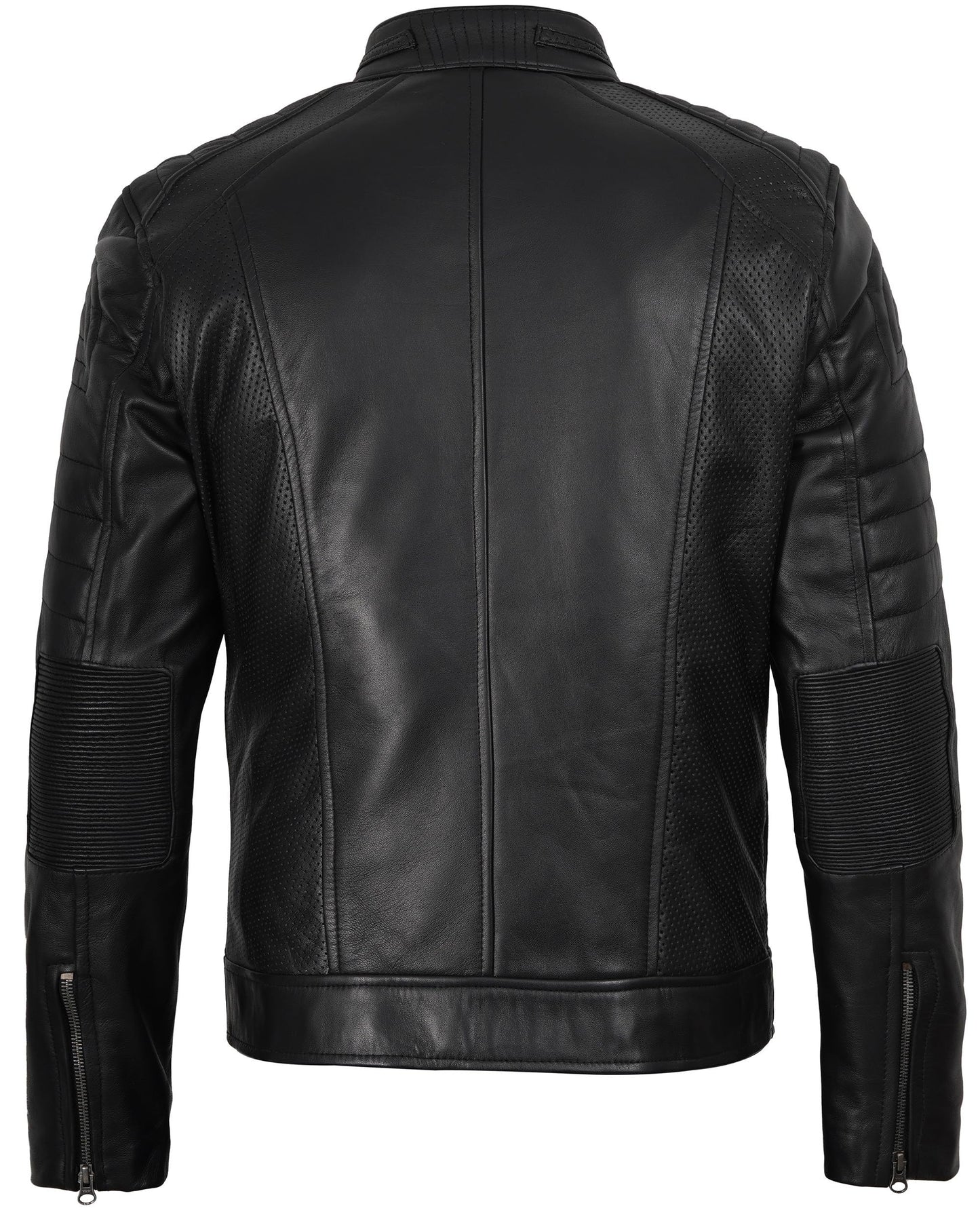 fjackets Leather Jacket Men - Real Leather Biker Motorcycle Casacas Para Hombre - Austin mens black leather jacket | [1100075] XL