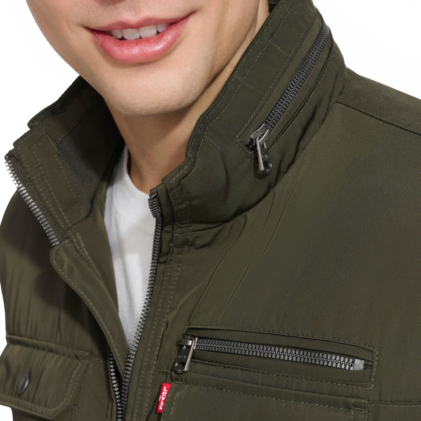 Levi's Stand Collar Utility Bomber Jacket, Army Green, M