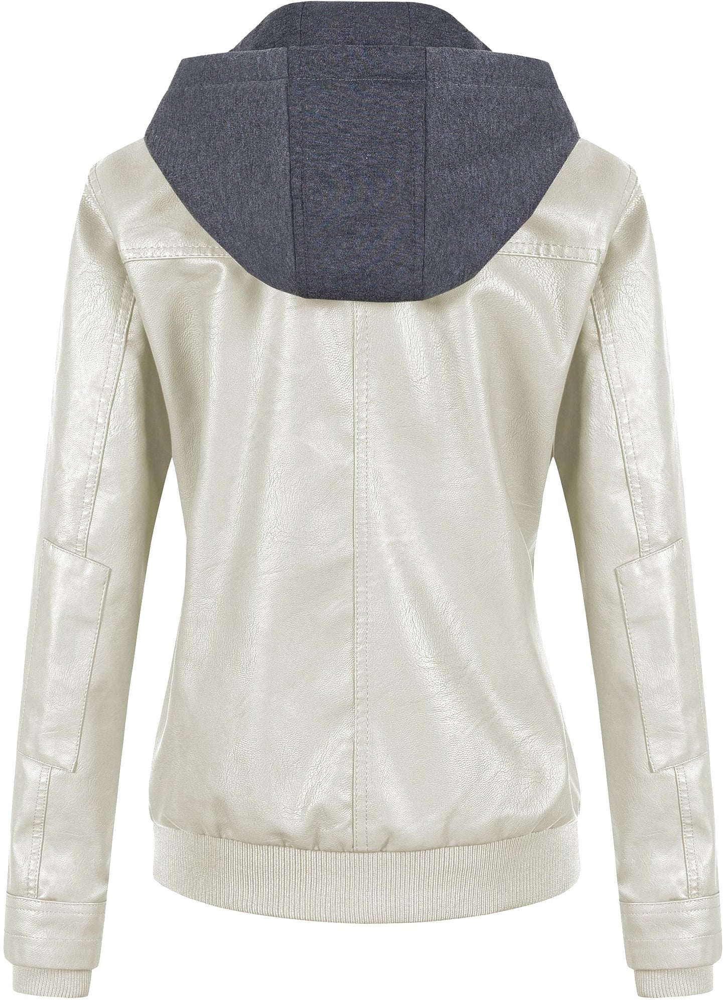 CREATMO US Jackets for Womens Faux Leather Motorcycle Fall Jacket Women's Fashion Clothes Lightweight Moto Biker Coat White 4XL