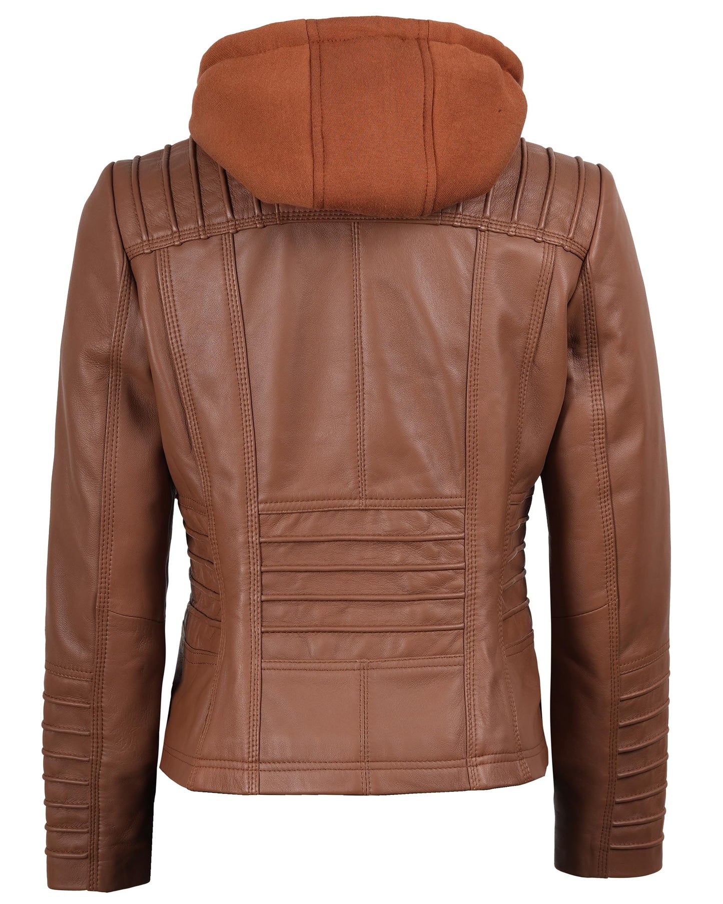 Decrum Womens Real Leather Jacket Hooded - Leather Jacket Women With Hood | [1309203] Helen Brown, M