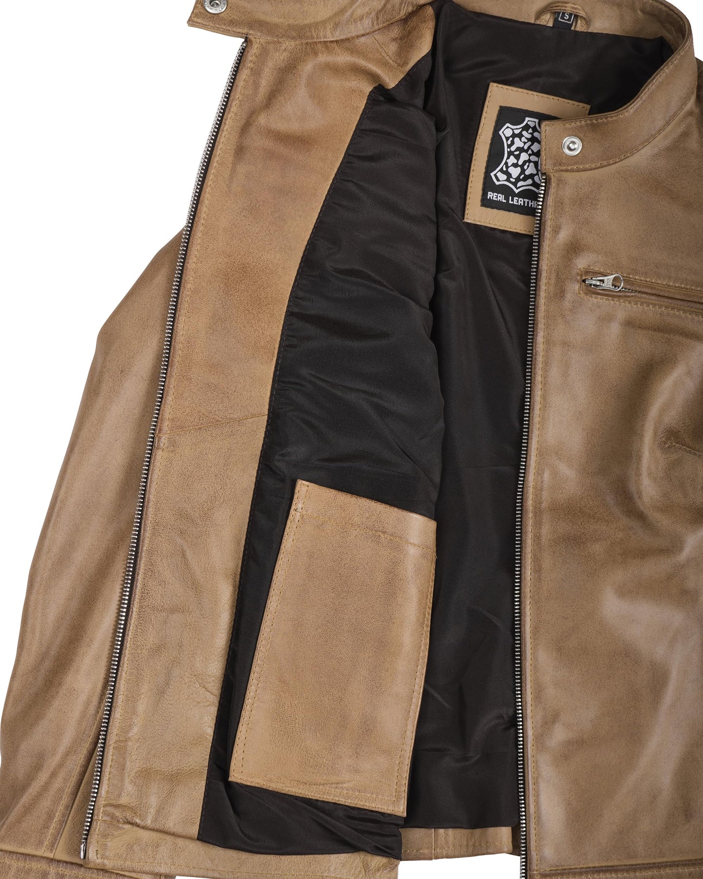 Decrum Leather Jacket Moto - Women Leather Jacket | [1326823] Ddge Camel, M