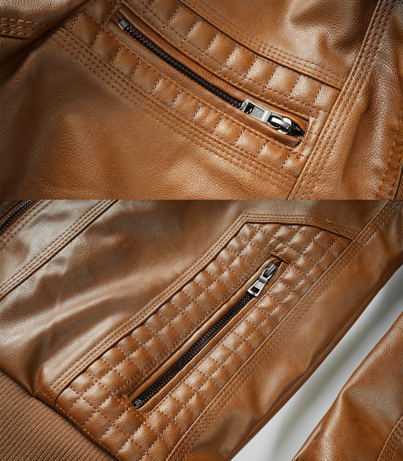 INVACHI Men's Faux Leather Motorcycle Jacket with Removable Hood