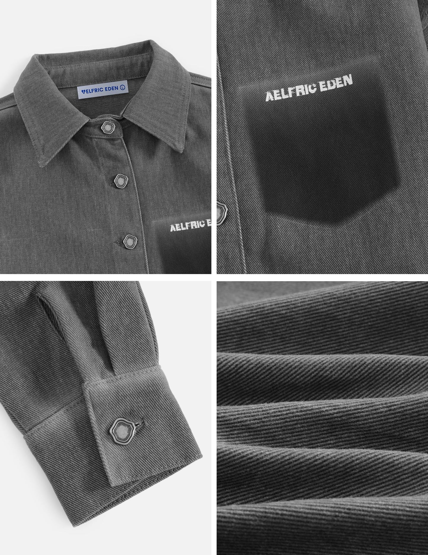 Aelfric Eden Denim Jacket for Women Cropped Jean Jacket Washed Grey Vintage Spring Jacket Denim Shirt for Men Women