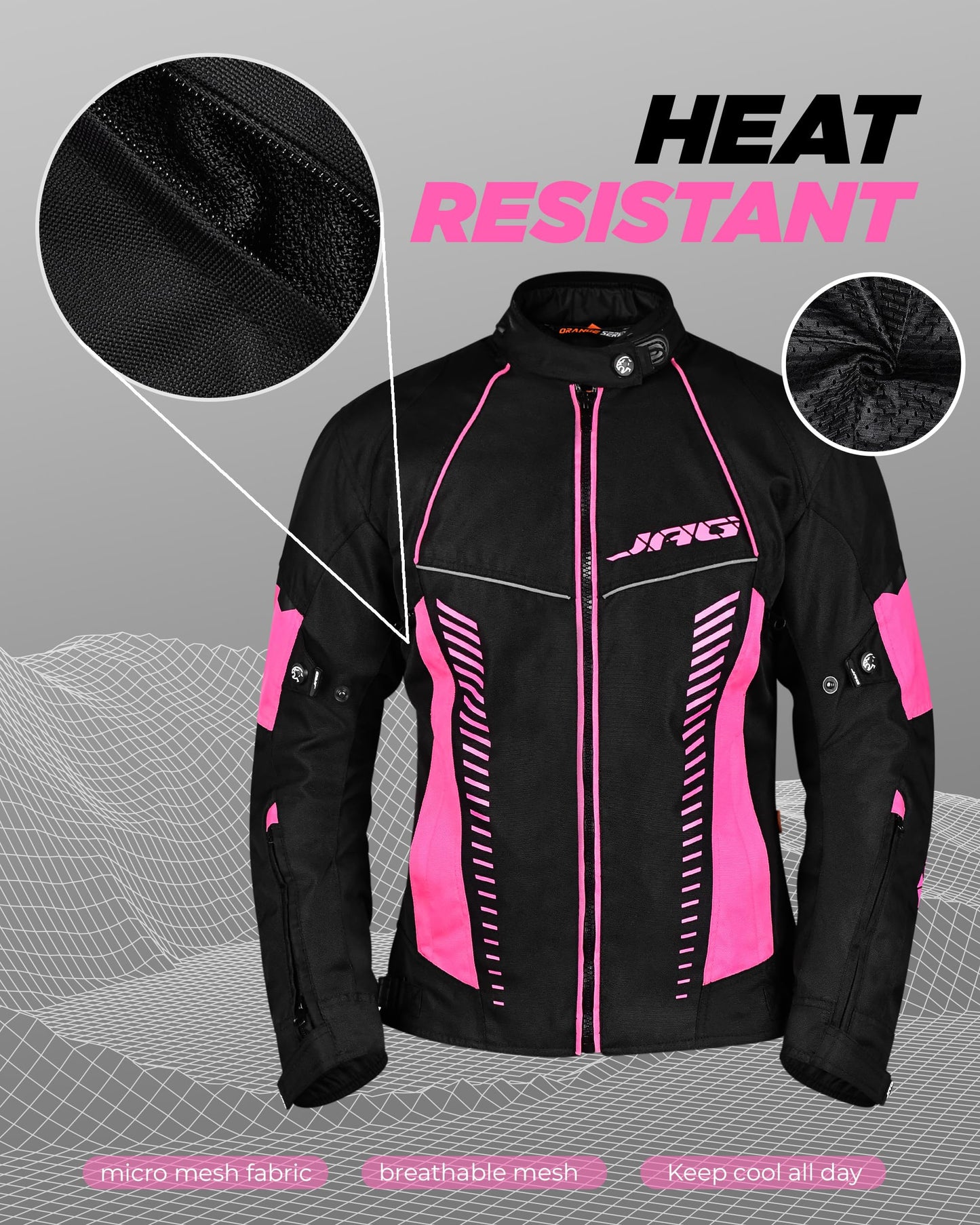 J.A.G. JAG Touring Motorcycle Jacket for Women, All Season Adventure Women's Dual Sport Jacket with CE Armor Cordura Fabric