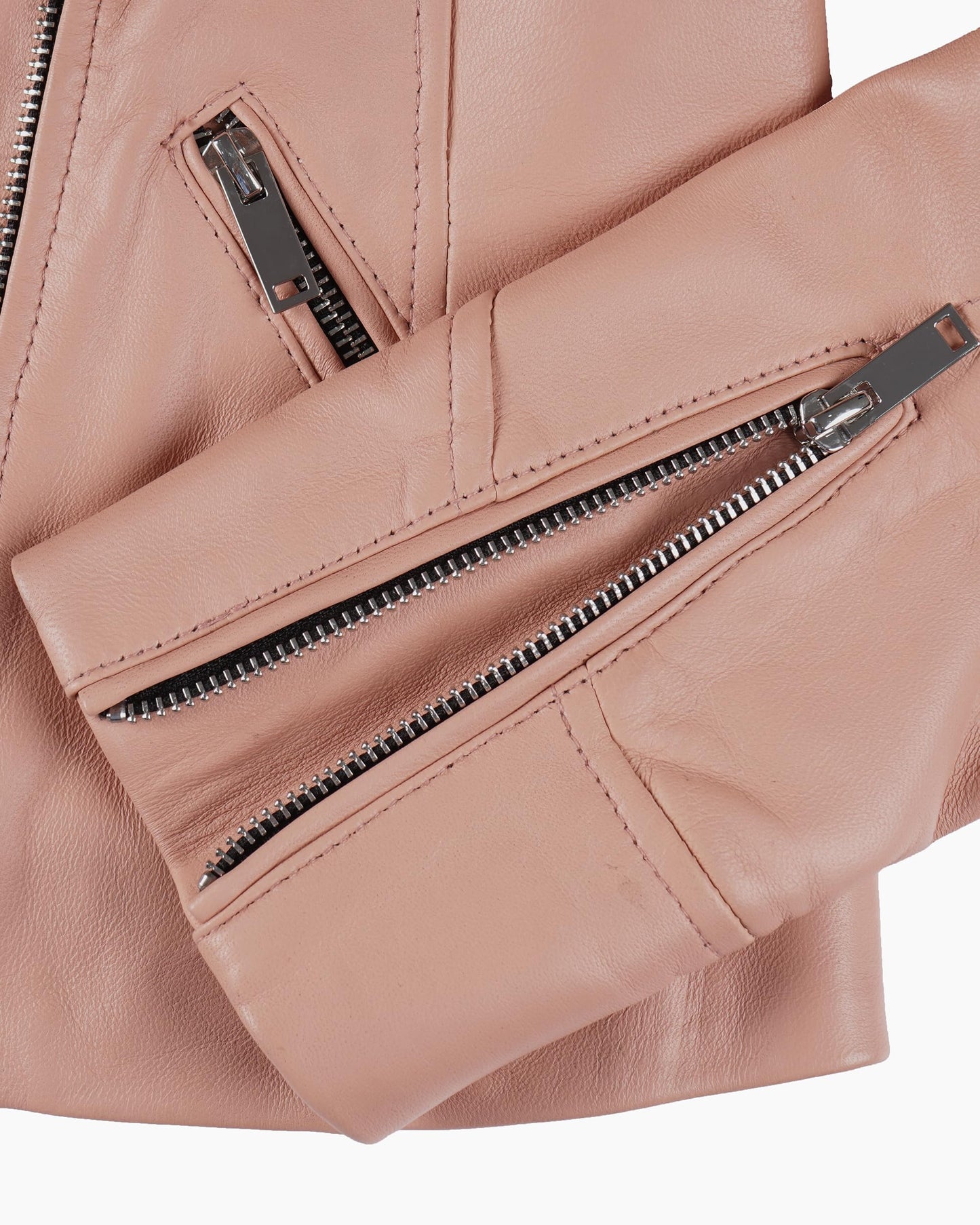 Blingsoul Real Leather Lightweight Pink Moto Jacket Women | [1324134] Ninfa Pink, L